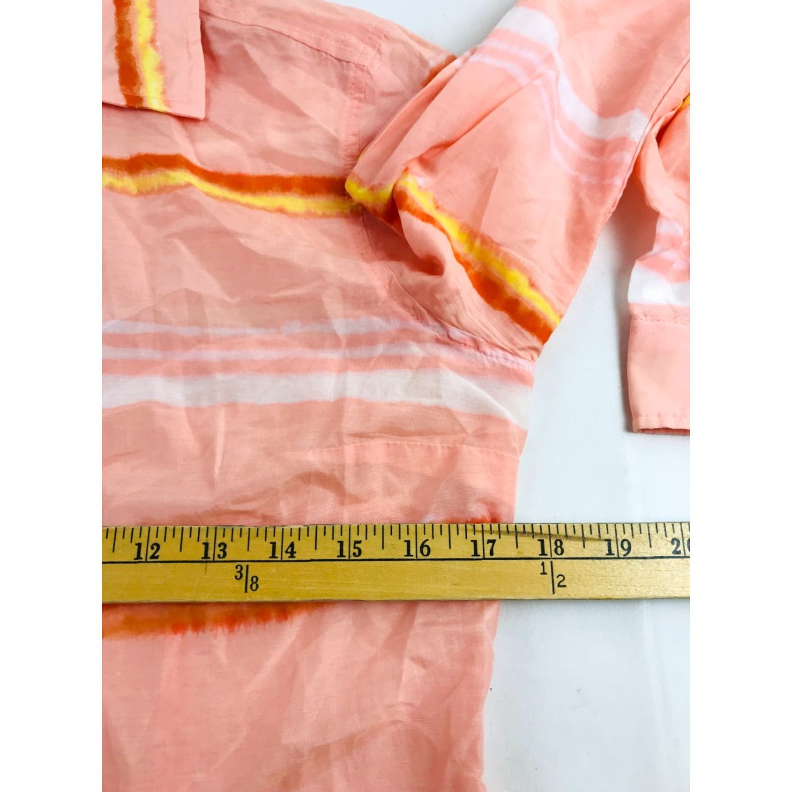 Vintage JCP Blouse Women's S Silk Blend Button Up Long Sleeve Orange Yellow Peach Size S / US 4 / IT 40 - 3 Thumbnail