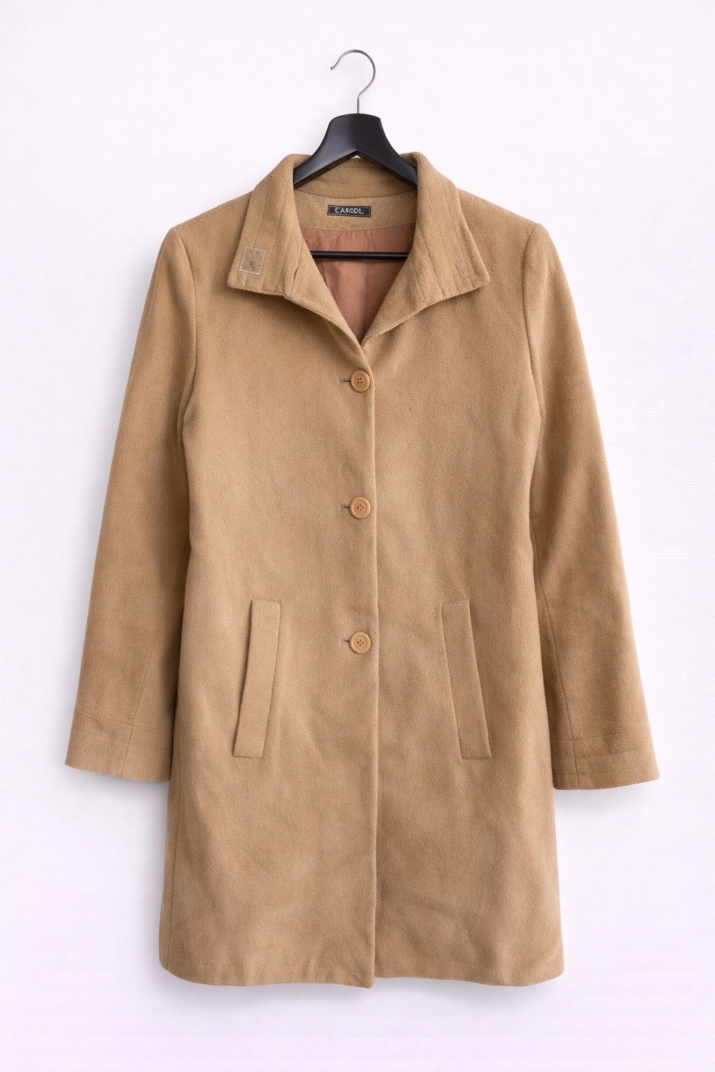 CAROLL Paris Beige Wool Blend Long Coat Classic French