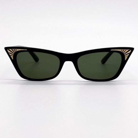NEW VALENTINO SUNGLASSES VLS-175A BLACK/GREEN CAT EYE WOMEN