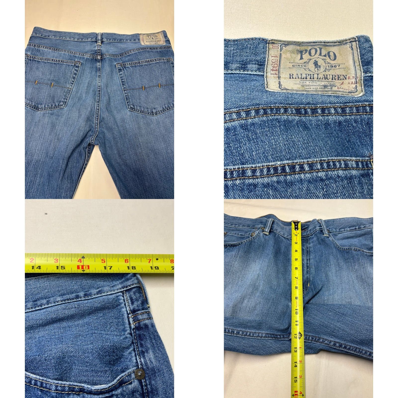 Polo Ralph Lauren Polo Ralph Lauren Jeans Men Classic Fit Straight Leg Blue Wash 36X33 Denim Cotton Zip Button 5-Pocket Distressed Pockets Logo Size US M / EU 48-50 / 2 - 8 Thumbnail