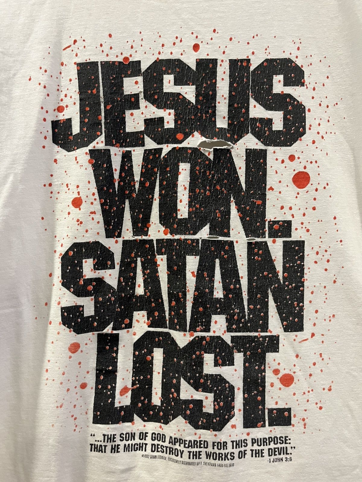 Other Vintage 90s Jesus Won Satan Lost T-Shirt Size US L / EU 52-54 / 3 - 3 Thumbnail