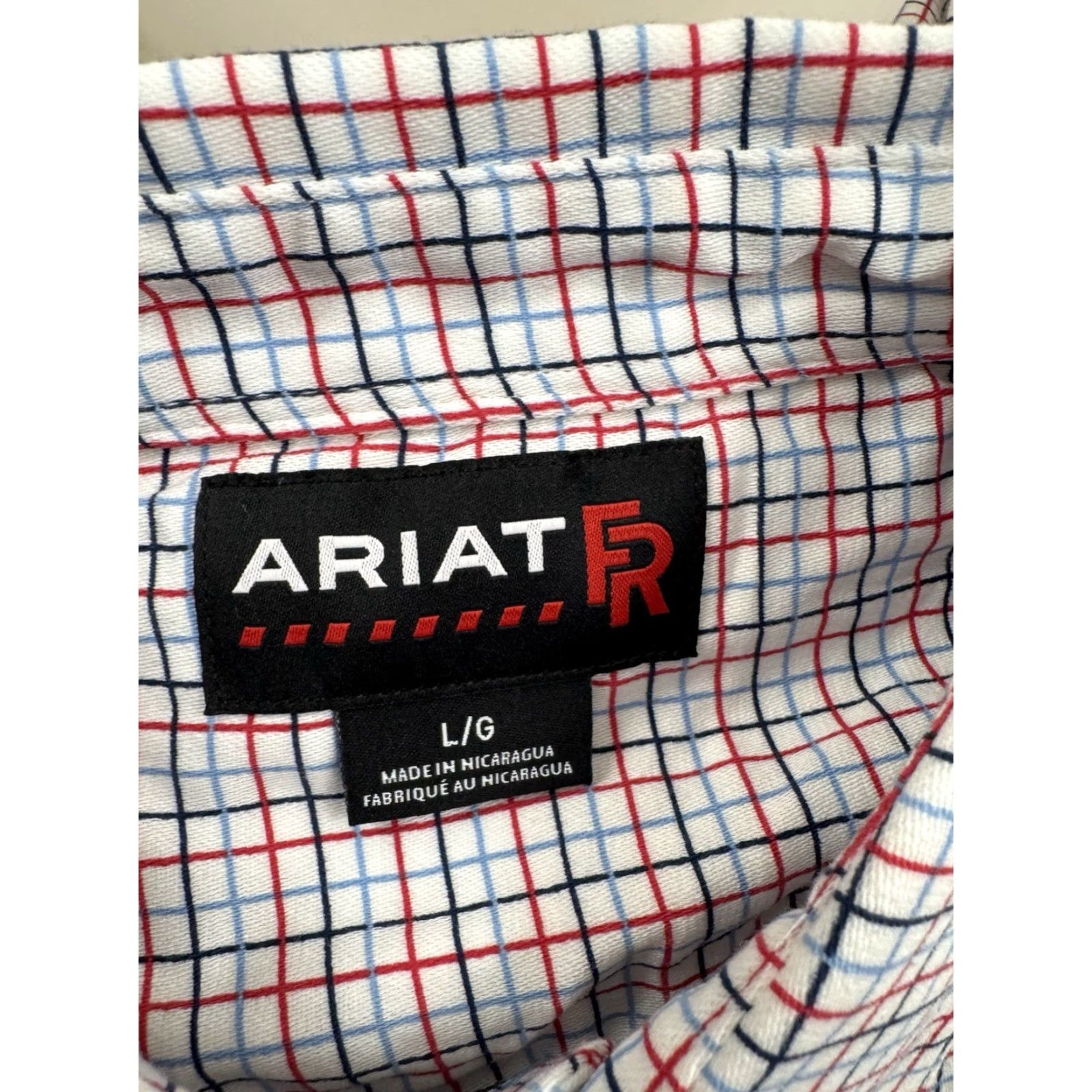 Ariat Ariat FR - New w Tag Flame Resistant L Gauge Work Shirt Shirt Mens L Red / Blue / White N/A Size US L / EU 52-54 / 3 - 3 Thumbnail