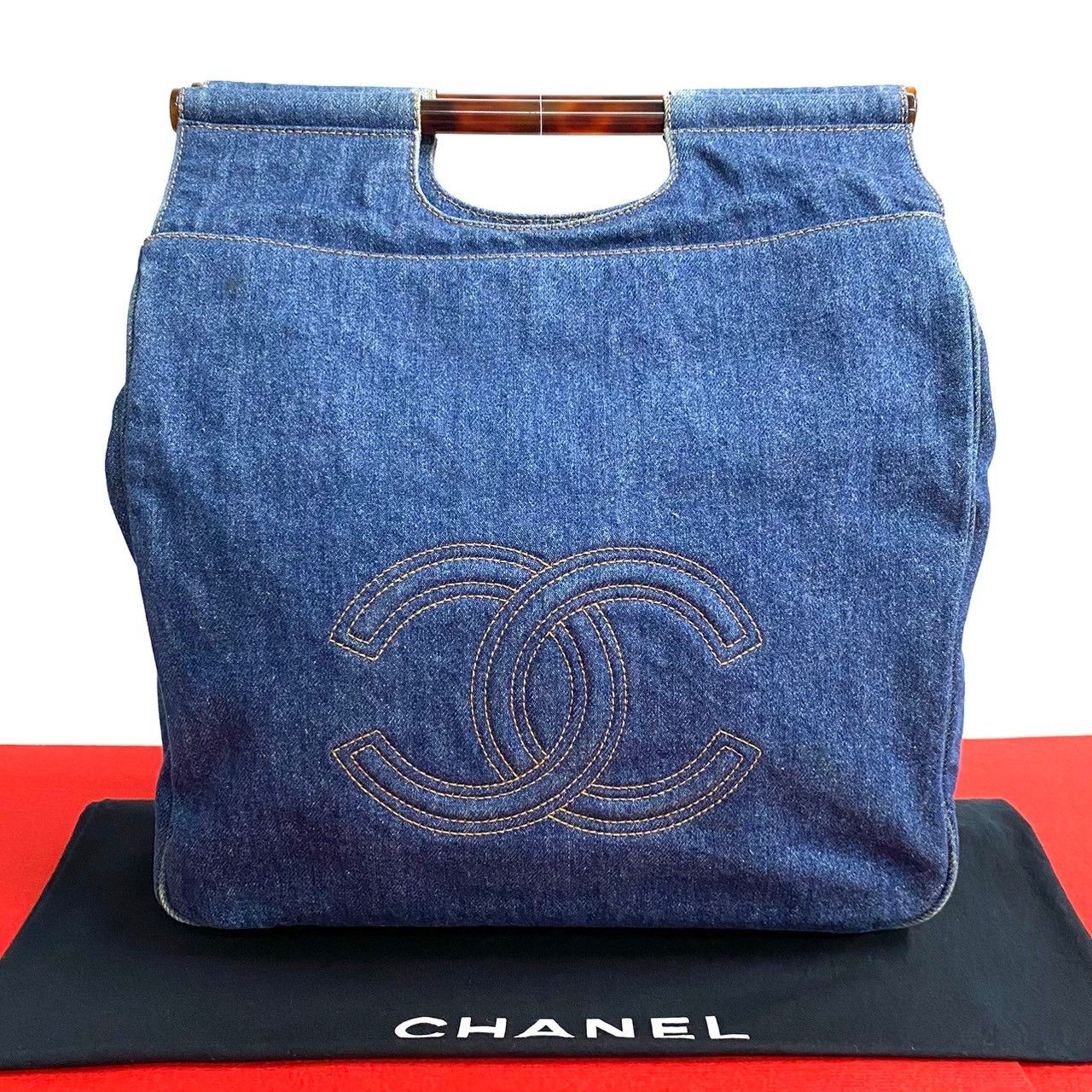 Chanel Chanel Coco Mark Denim Handbag Denim Tote Bag DUTY FREE for USA