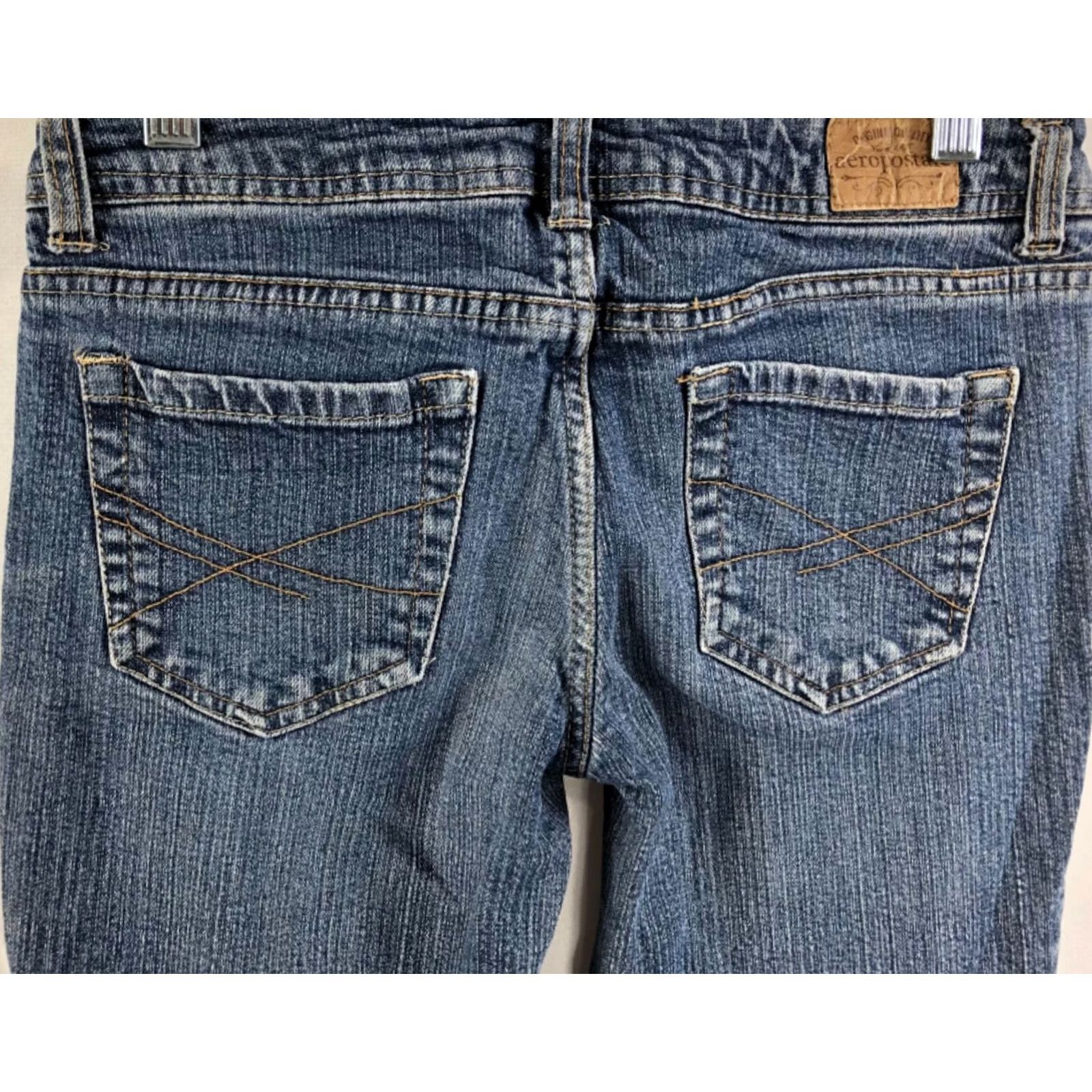 Aeropostale Vintage Low Rise Blue Jeans 3/4 Short 28" W 29"IN Denim boot Cuff 90s Y2K Boho Size 26" / US 2 / IT 38 - 5 Thumbnail