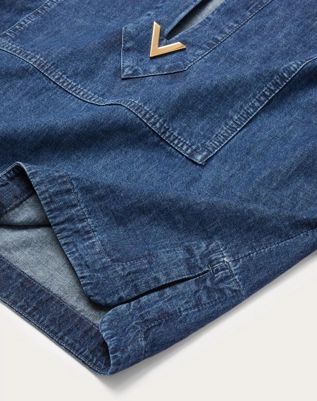 Valentino o1s1wg110625 Chambray Denim Kaftan Top in Medium Blue Size M / US 6-8 / IT 42-44 - 7 Thumbnail