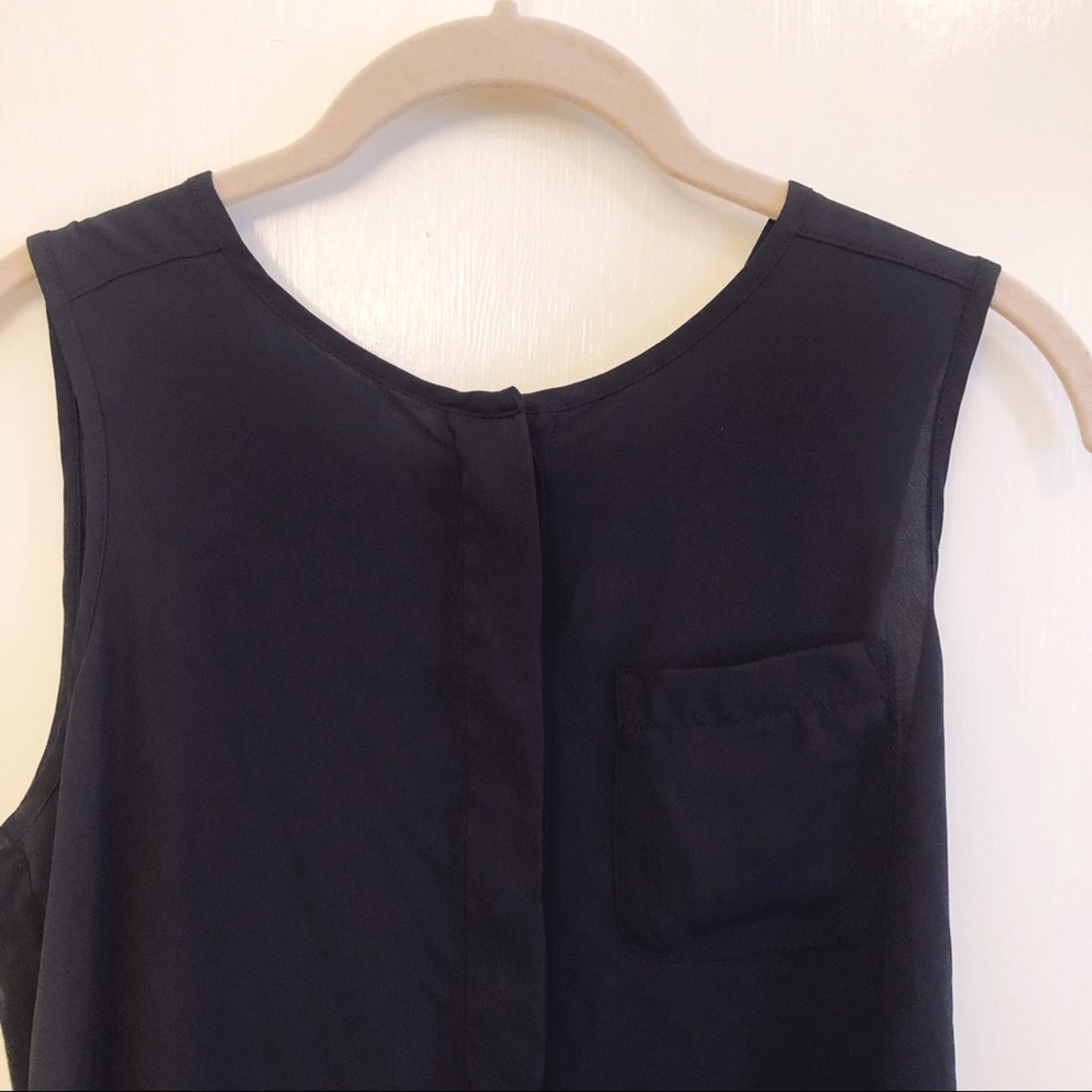 Loft LOFT Navy Mixed Media Sleeveless Top Size S / US 4 / IT 40 - 6 Thumbnail