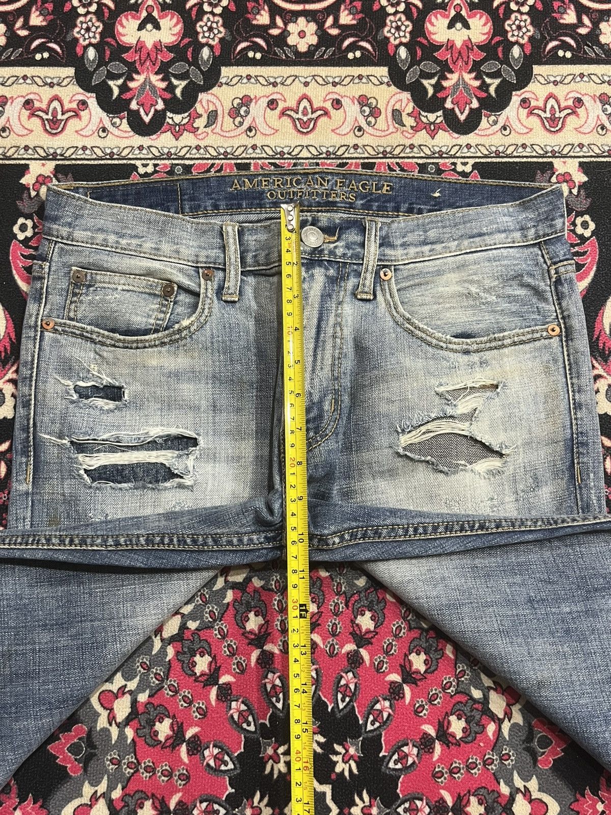American Eagle Outfitters ⚡️Distressed⚡️American Eagle Outfitters Slim Straight Jeans Size US 30 / EU 46 - 14 Thumbnail