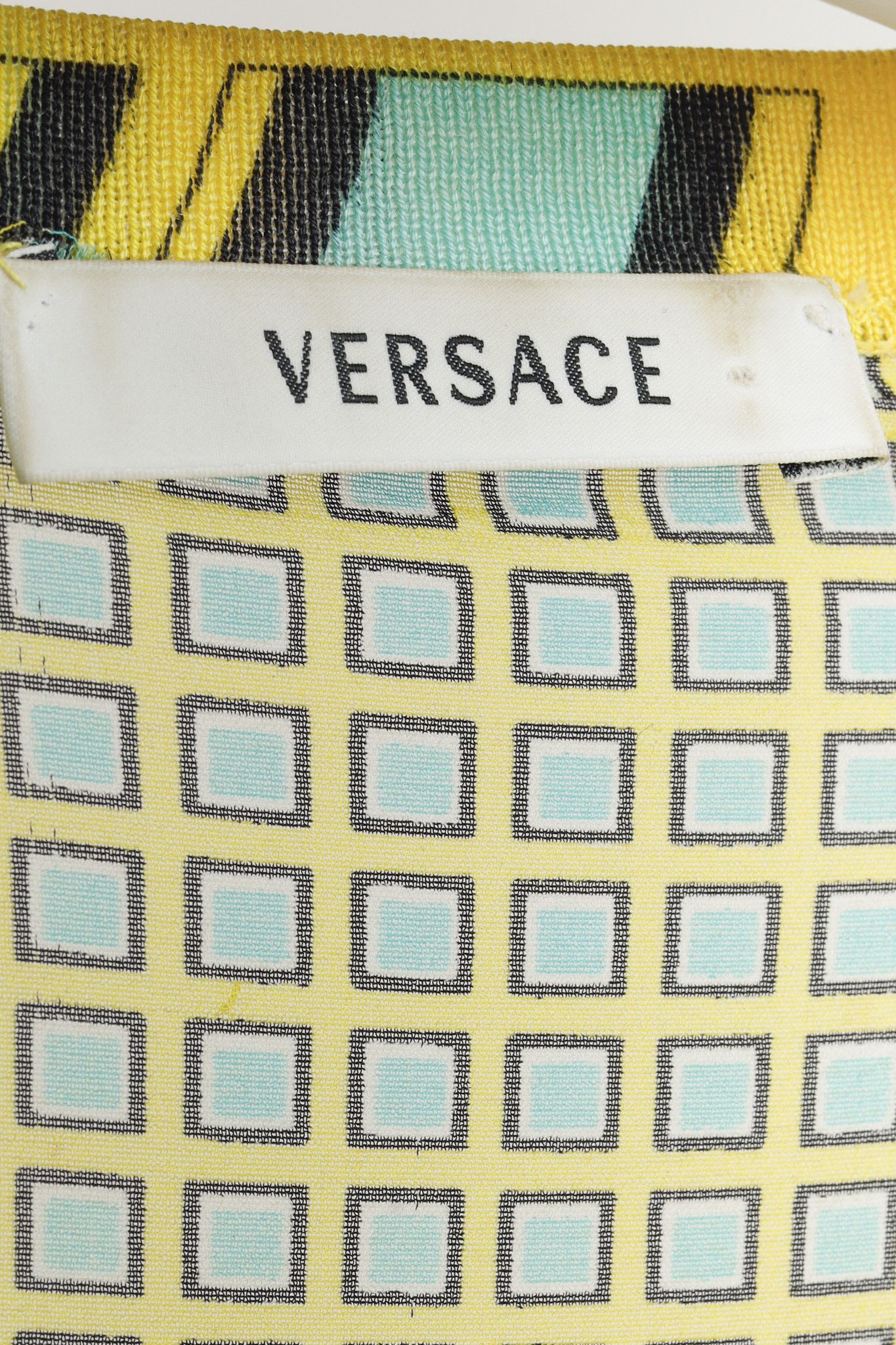 Versace Versace Yellow Print Multi-texture Chainmail Silk Top Size M / US 6-8 / IT 42-44 - 4 Thumbnail