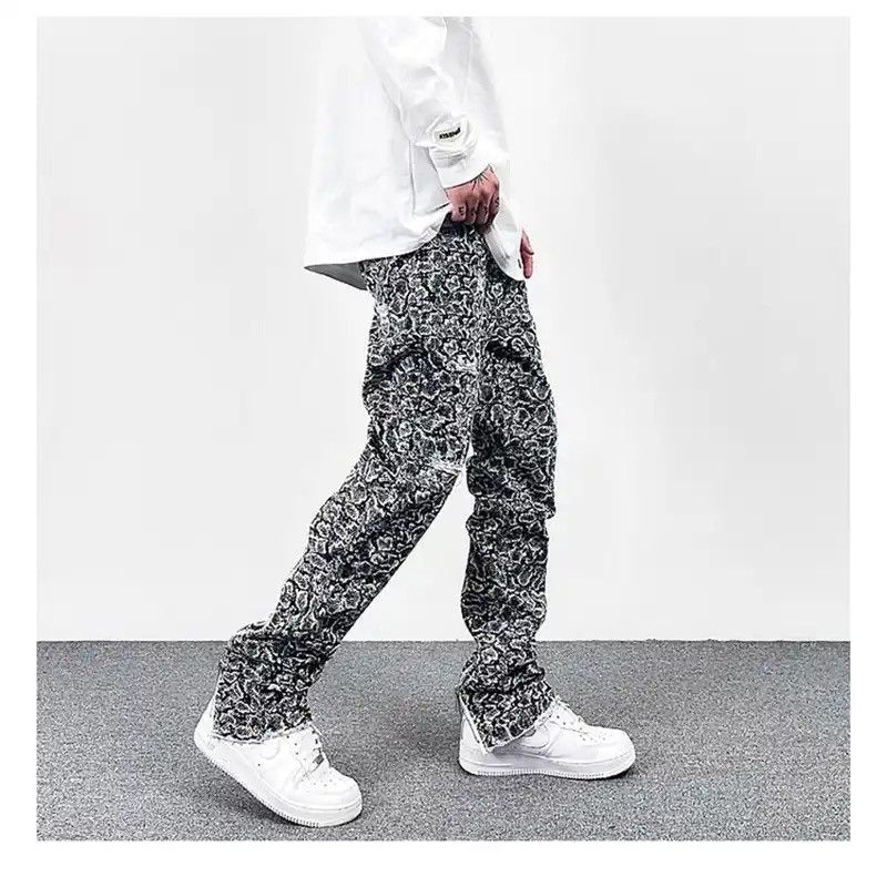 Vintage Harajuku Snake Pattern Back Zipper Hole Frayed Jeans Size US 36 / EU 52 - 3 Thumbnail