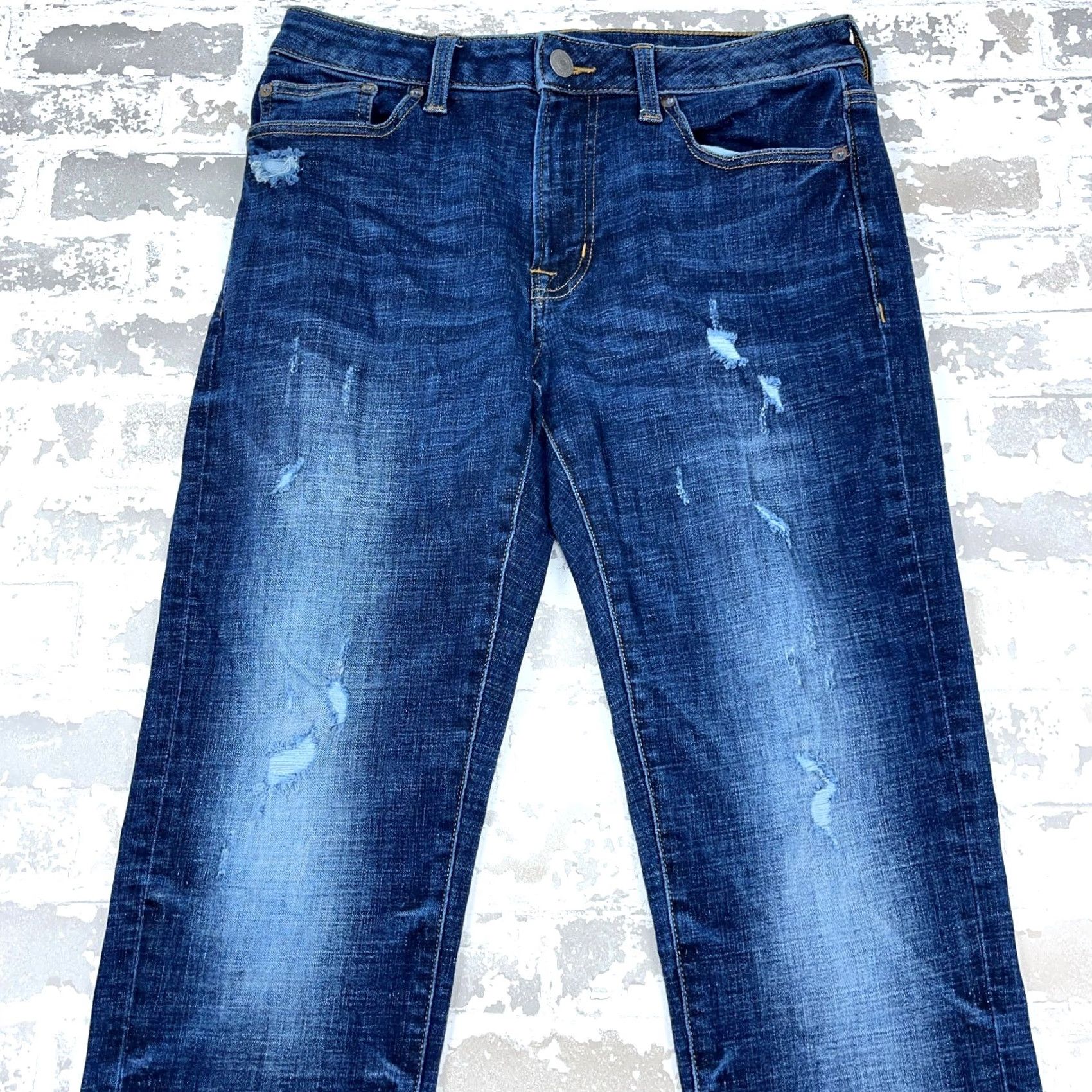 American Eagle Outfitters American Eagle Jeans Men 30x32 Slim Straight Next Level Stretch Dark Blue Distressed? No Distressed Size US 30 / EU 46 - 4 Thumbnail
