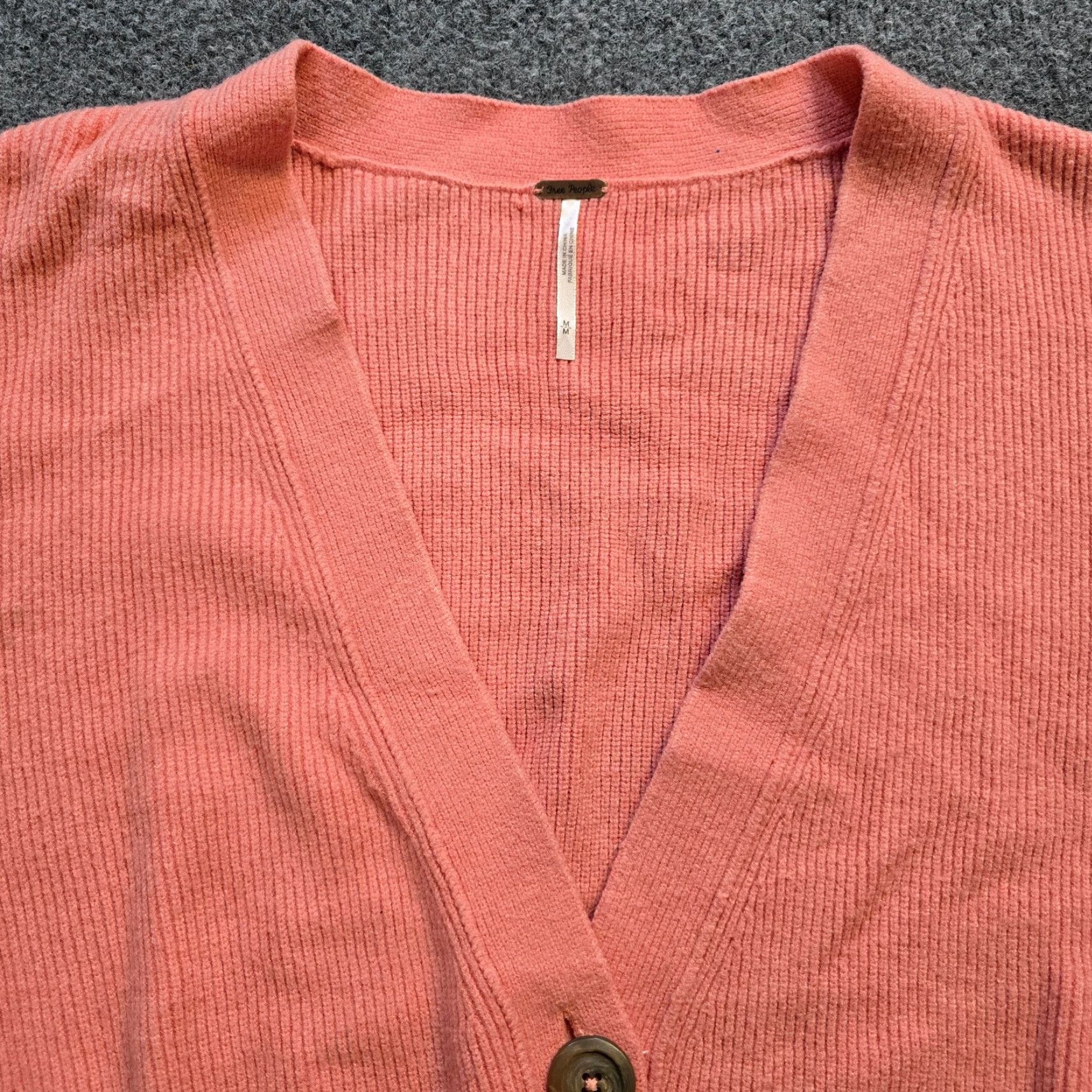 Free People Free People Cardigan Sweater Women M Orange Chunky Knit Long Sleeve V-Neck Oversized Classic Modern Casual Size M / US 6-8 / IT 42-44 - 2 Thumbnail