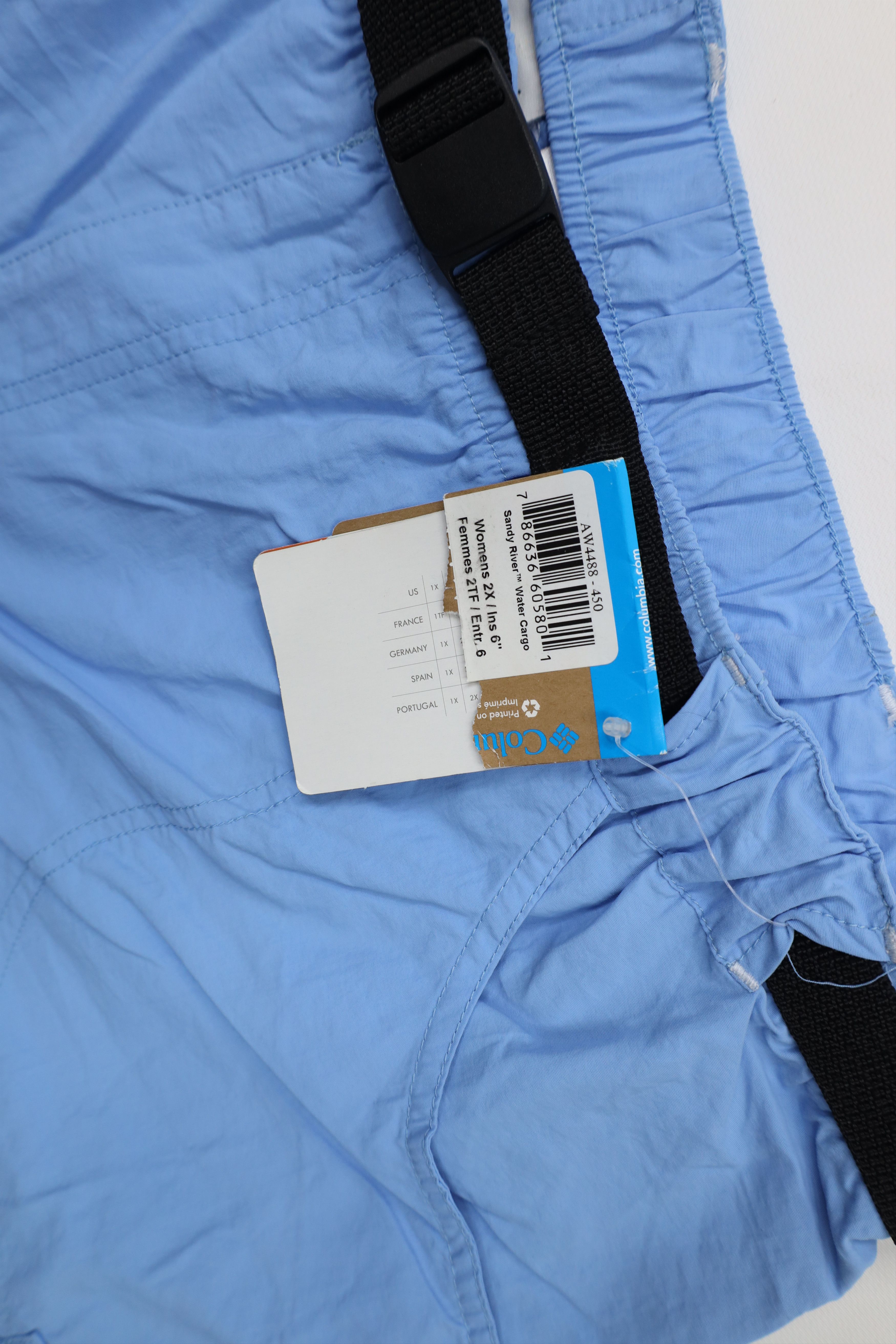 Columbia × Vintage Deadstock Vintage Y2K Columbia Cargo Shorts Light Blue Size 39" - 6 Thumbnail