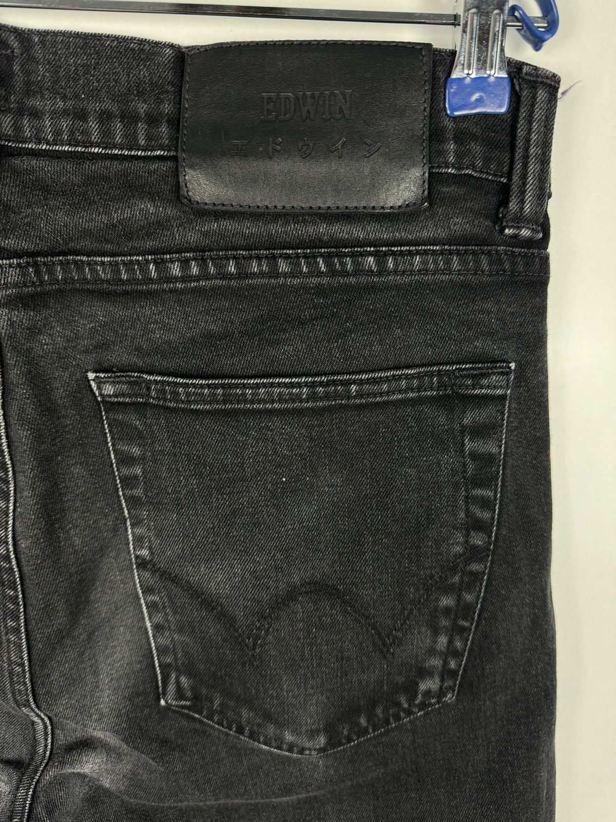 Designer × Edwin × Japanese Brand Edwin 32x30 Slim Tapered Black Wash Faded Cotton Denim Jeans Size US 32 / EU 48 - 8 Thumbnail