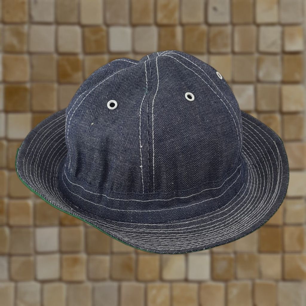 VINTAGE Military Boonie Hat Bucket Cap Denim Cotton 90s 00s Army