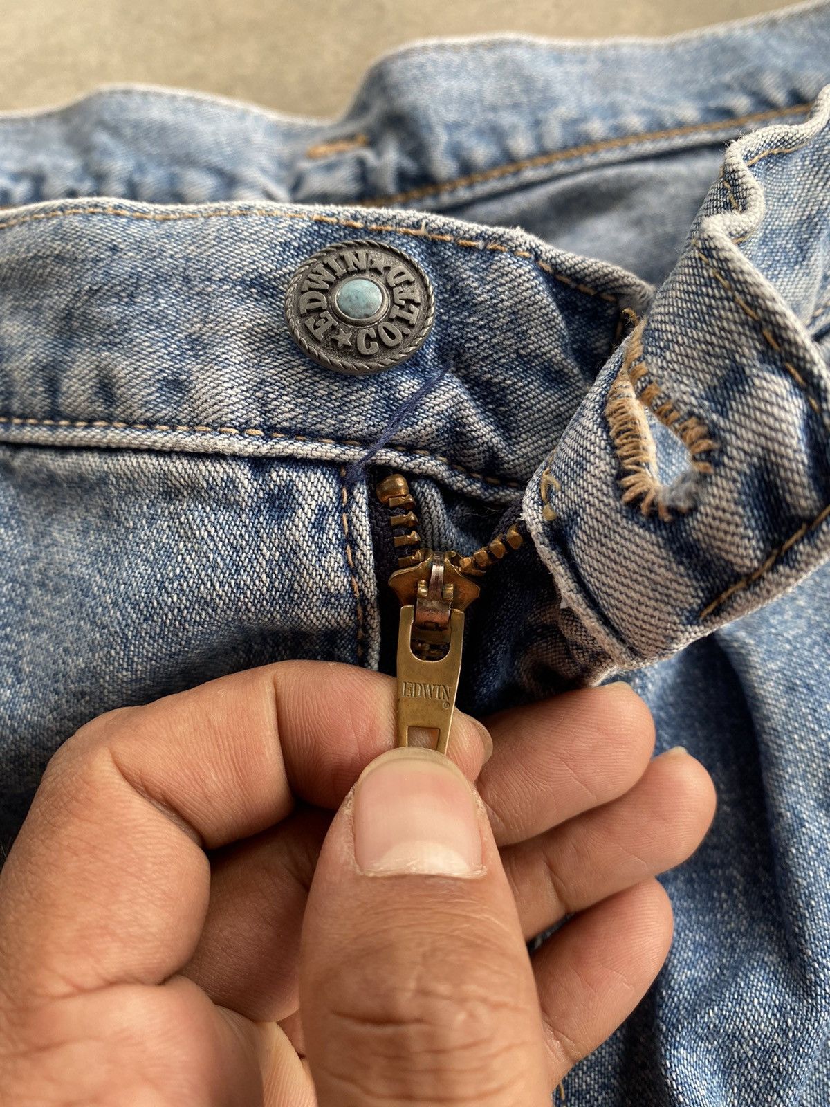 Edwin × Japanese Brand Baggy Jeans Japanese Vintage Edwin Distressed Size US 32 / EU 48 - 5 Thumbnail