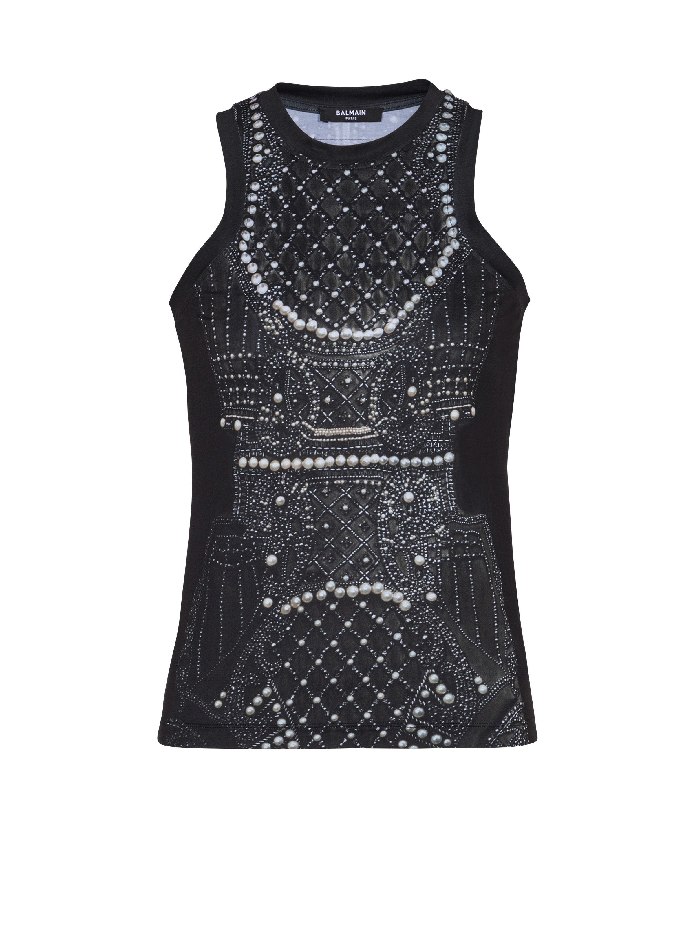 Balmain o1s1wg111225 Satin Jersey Tank Top in Black Size XL / US 12-14 / IT 48-50 - 1 Thumbnail