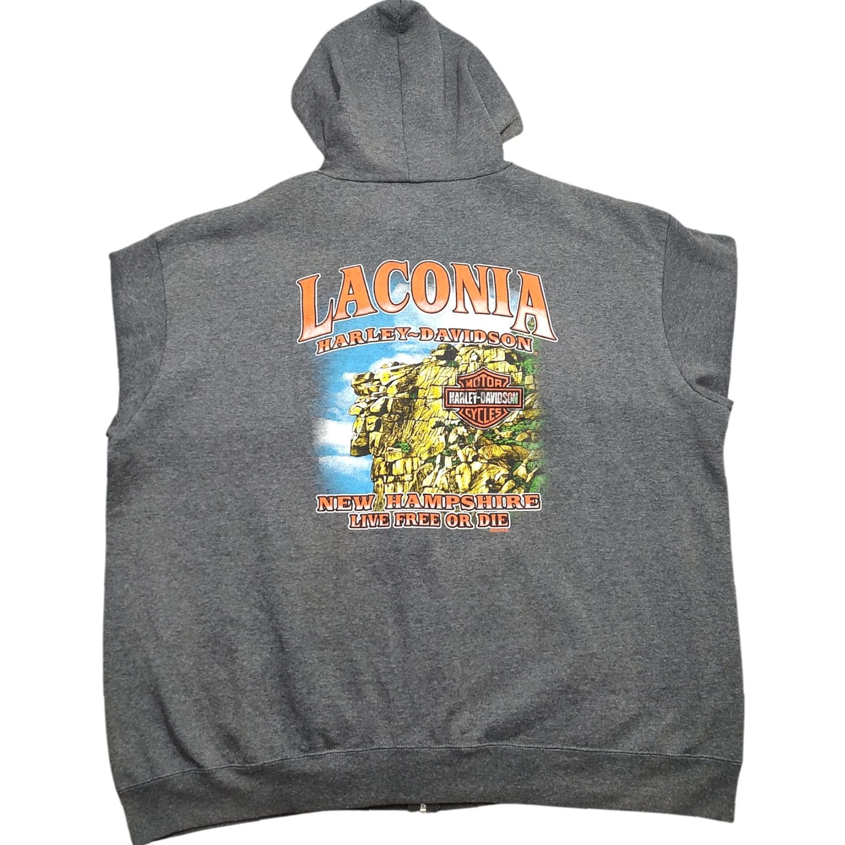 Harley Davidson Harley-Davidson Hoodie Mens XL Gray Full Zip 50/50 New Hampshire Logo 90s Biker Motorcycle Graphic Print Pockets Embroidered Size US XL / EU 56 / 4 - 2 Thumbnail