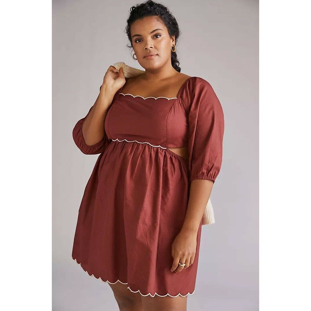 Anthropologie New Forever That Girl Scalloped Mini Dress $160 Plus 1X 18W Size XXL / US 16-18 / IT 52-54 - 1 Thumbnail