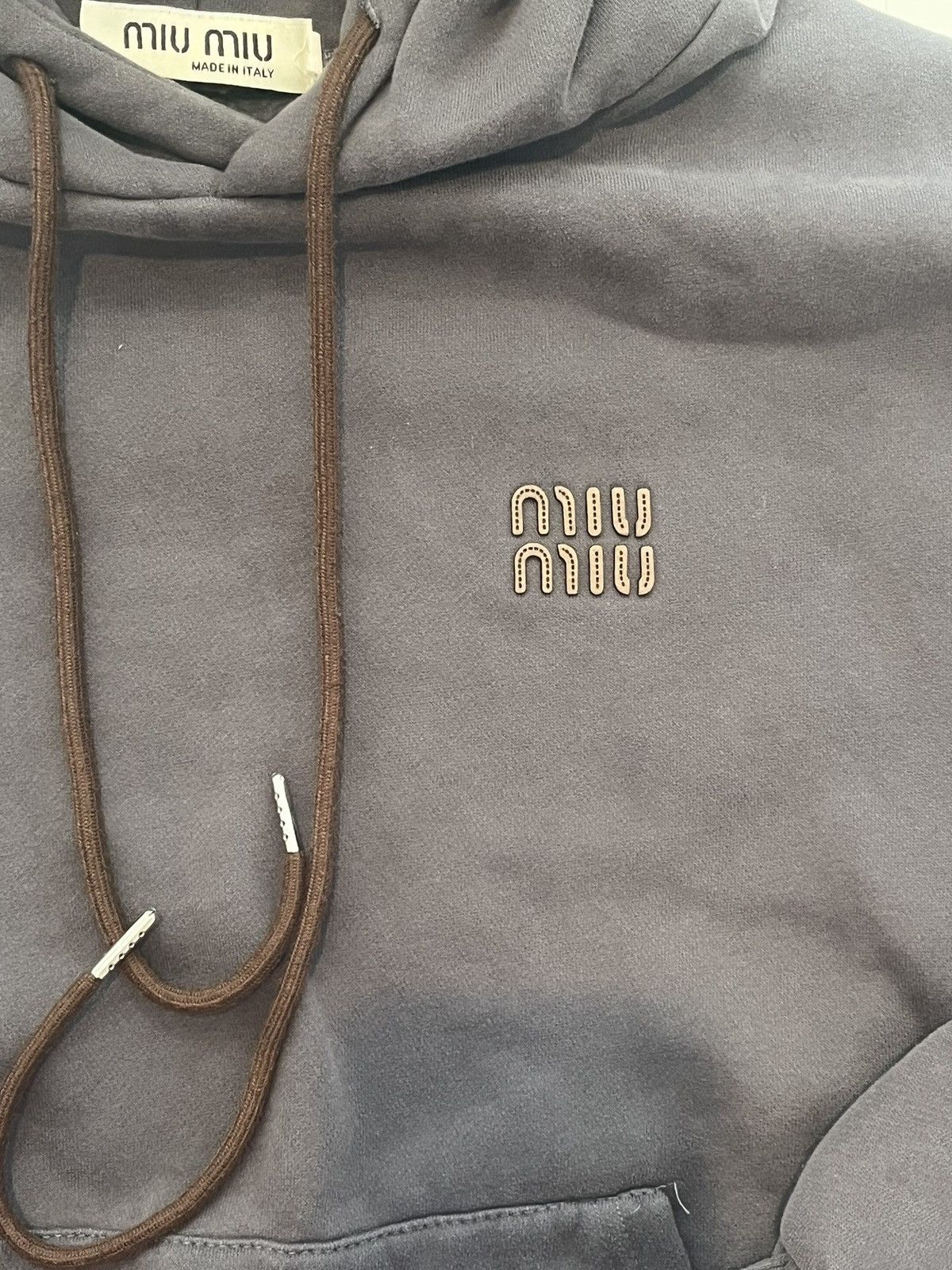 Miu Miu Authentic Miu Miu Embroidered Logo Hoodie - Grey / Medium Size M / US 6-8 / IT 42-44 - 7 Thumbnail
