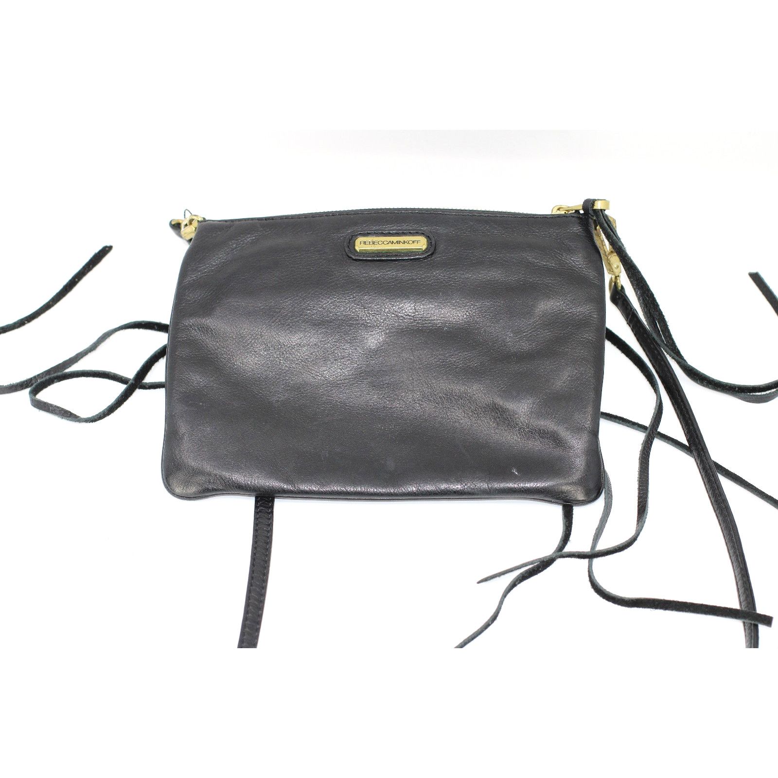 REBECCA MINKOFF Rocker Crossbody Pebbled Black Leather Purse