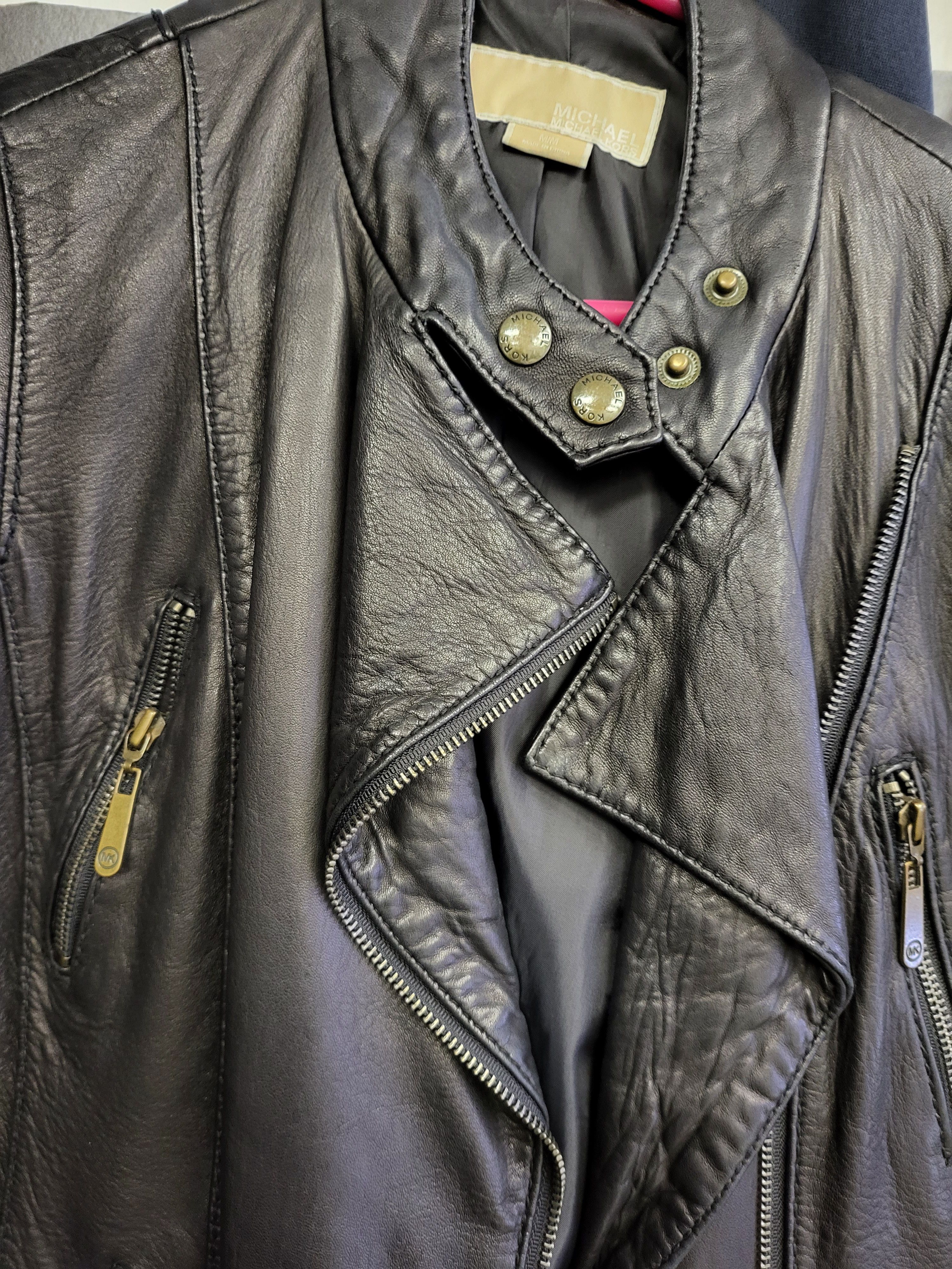 Michael Kors MICHAEL KORS BLACK LEATHER JACKET Size M / US 6-8 / IT 42-44 - 2 Thumbnail