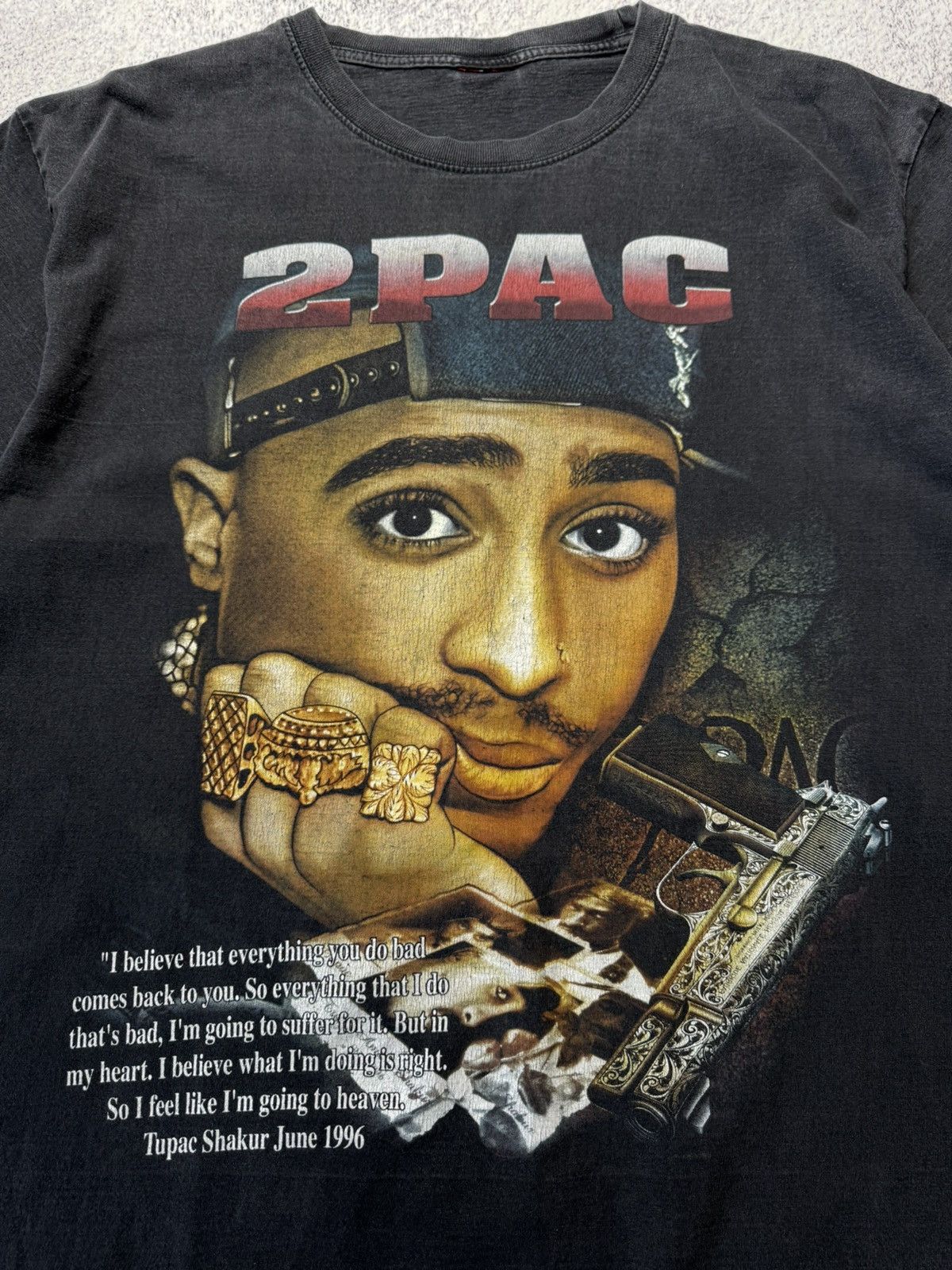 Vintage Vintage 2Pac Rap Tee Rock Tees 1996 Grail Very Rare Tee L Size US L / EU 52-54 / 3 - 4 Thumbnail