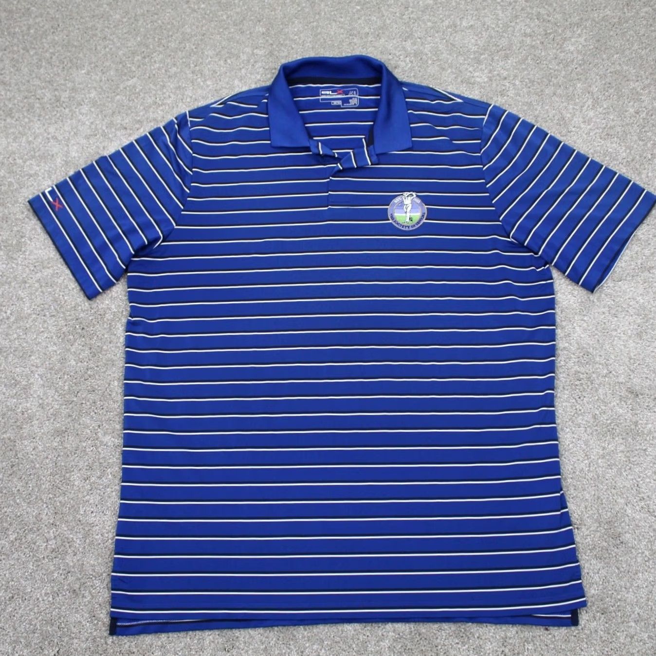 RLX Ralph Lauren RLX Ralph Lauren Polo Shirt Mens XL Blue Short Sleeve Pullover Polo Golf Sports Polyester Blend Stretch Moisture Wicking Striped Logo Button Size US XL / EU 56 / 4 - 2 Thumbnail