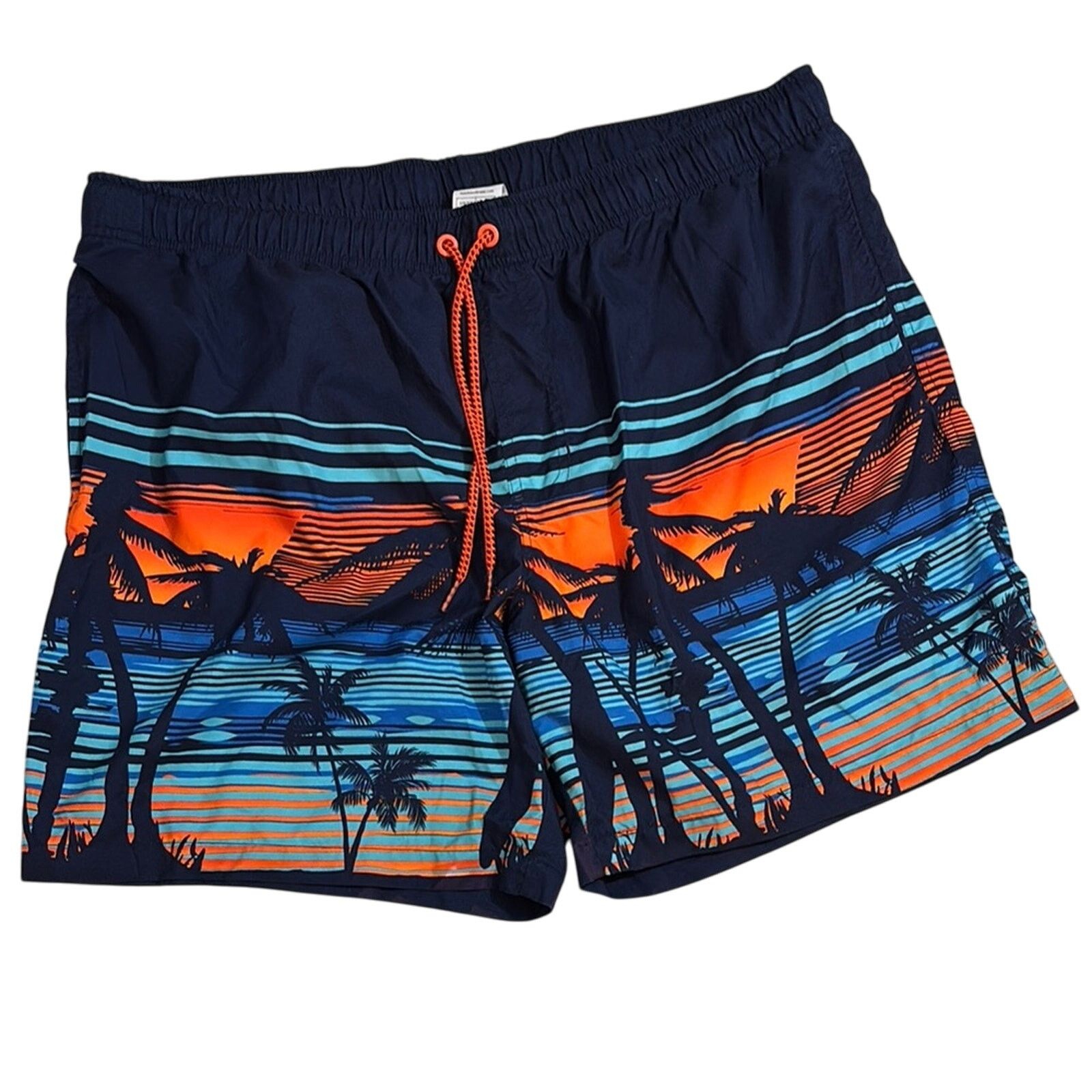 The Unbranded Brand Navy/Orange Palm Tree Swim Shorts XXL Size US 42 / EU 58 - 1 Thumbnail