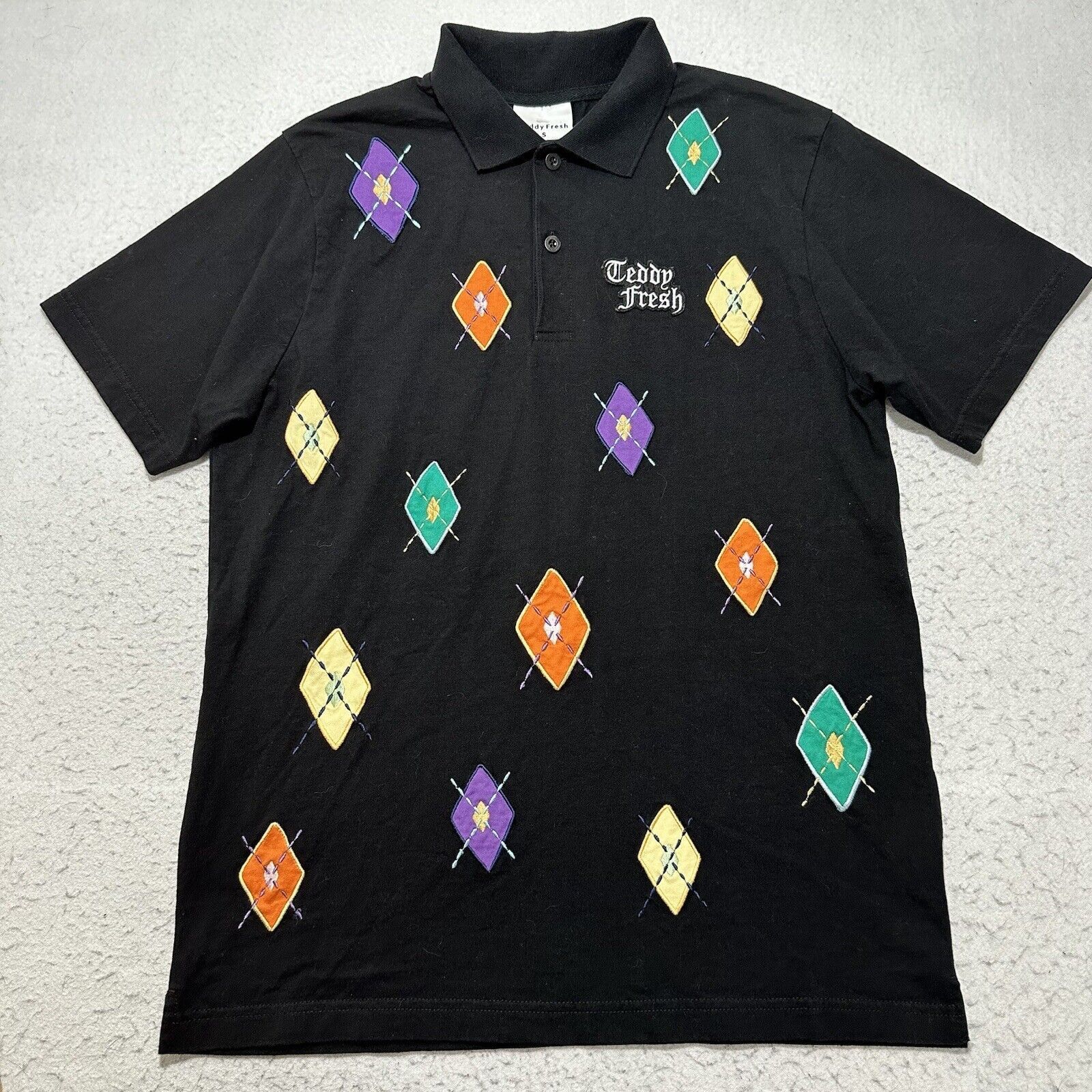 Teddy Fresh Teddy Fresh Small Argyle Applique Polo Short Sleeve Black Size US S / EU 44-46 / 1 - 1 Thumbnail