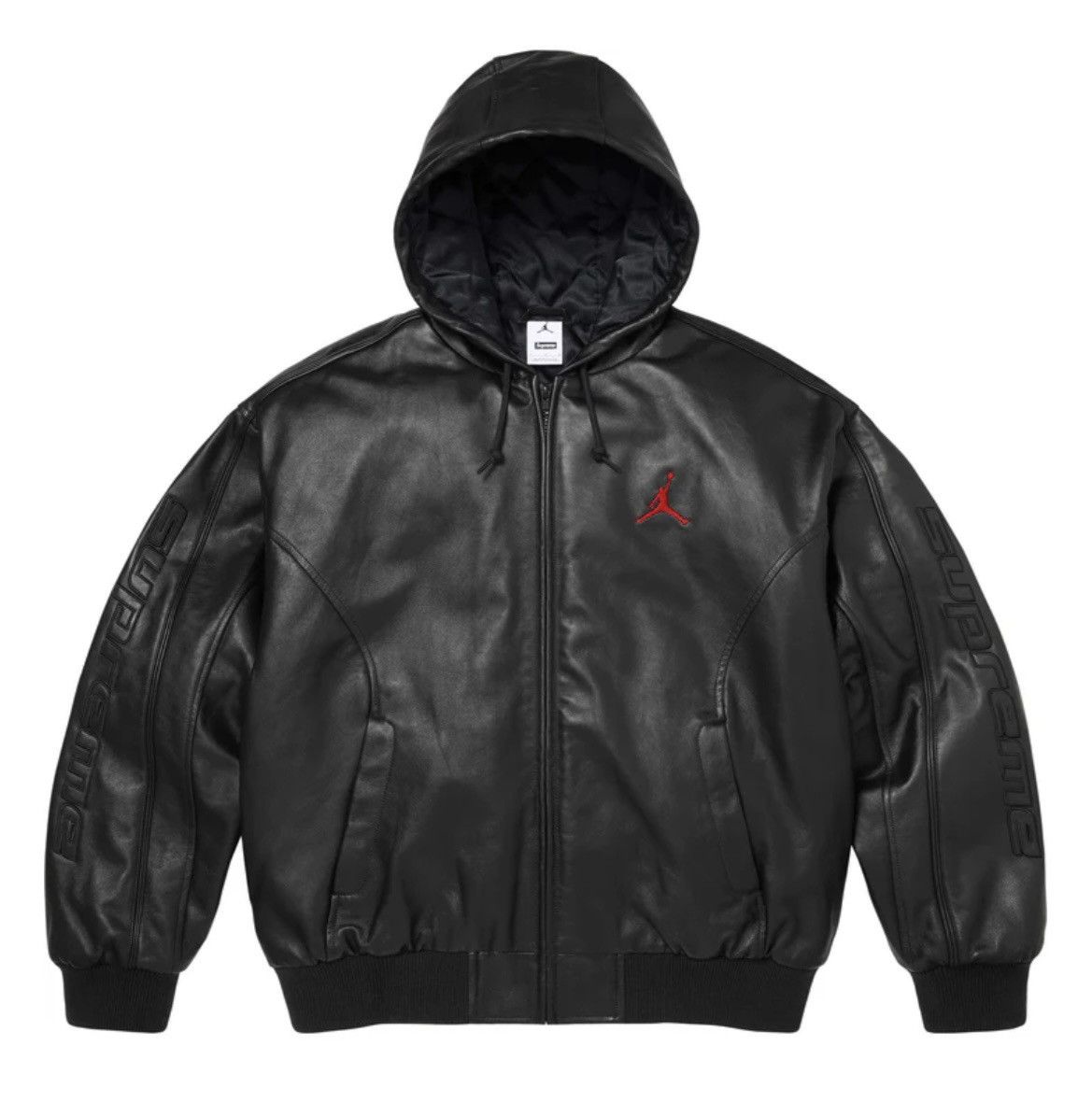 Supreme SS25 Supreme Leather Appliqué Zip Up Hooded Sweatshirt