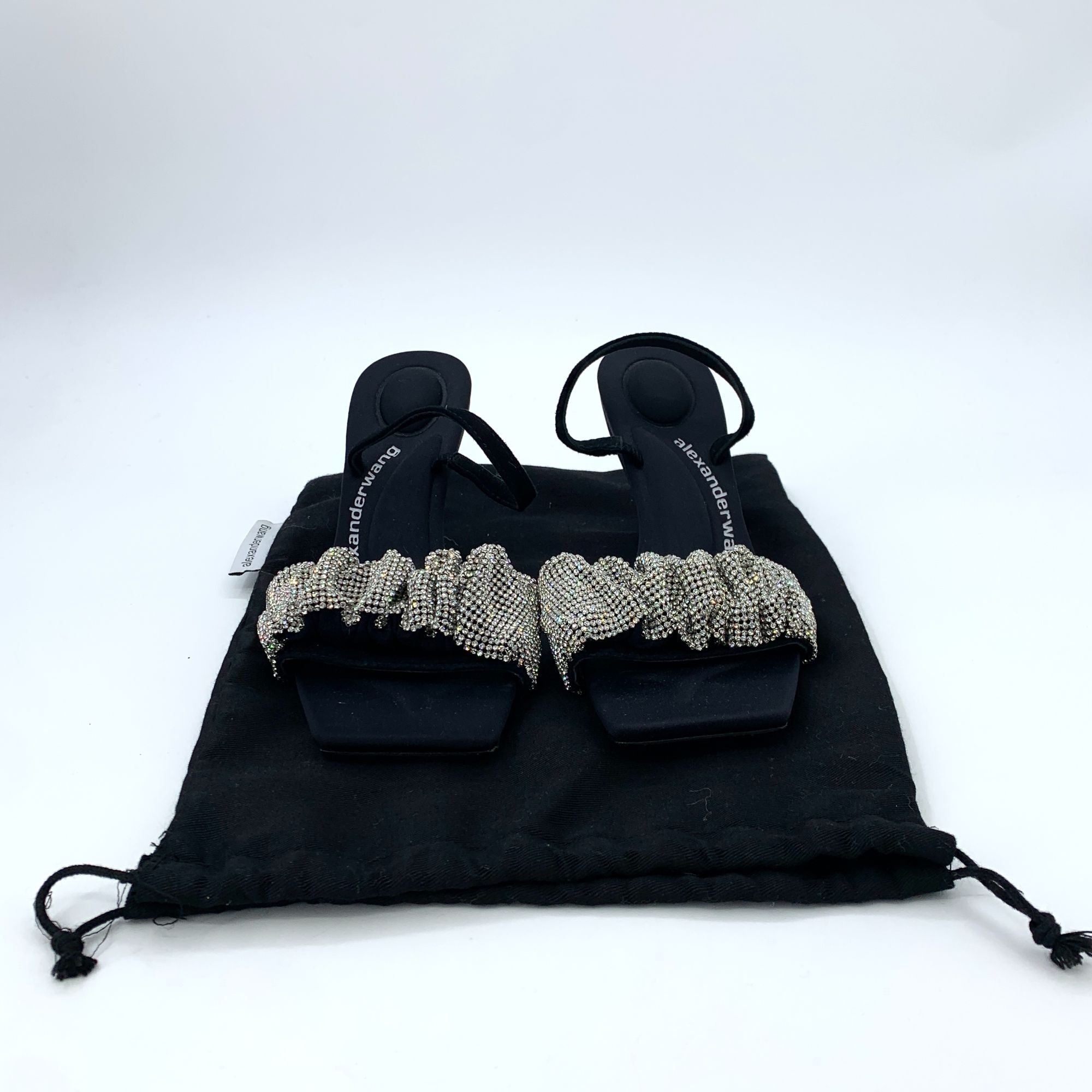 Alexander Wang Alexander Wang Satin & Rhinestone Embellished Heeled Sandals Size US 7 / IT 37 - 9 Thumbnail