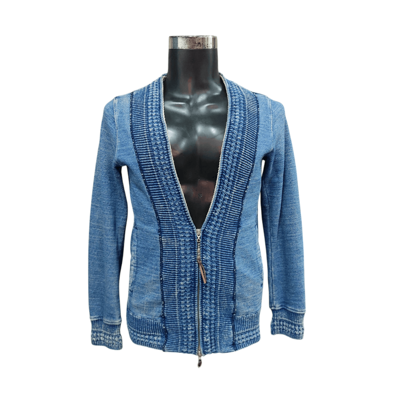 Indigo REMY RELIEF Indigo Knitted Zipper Cardigan Size US M / EU 48-50 / 2 - 1 Thumbnail