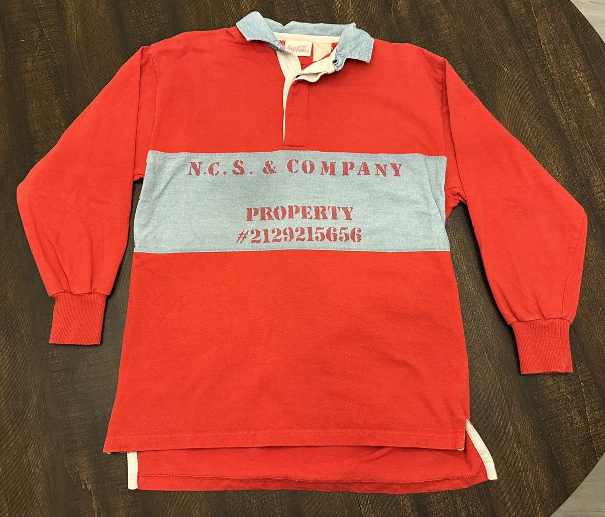 Coca Cola VTG 80’s Coca Cola Men’s Rugby Shirt Logo Pullover L/S-Med Size US M / EU 48-50 / 2 - 1 Thumbnail