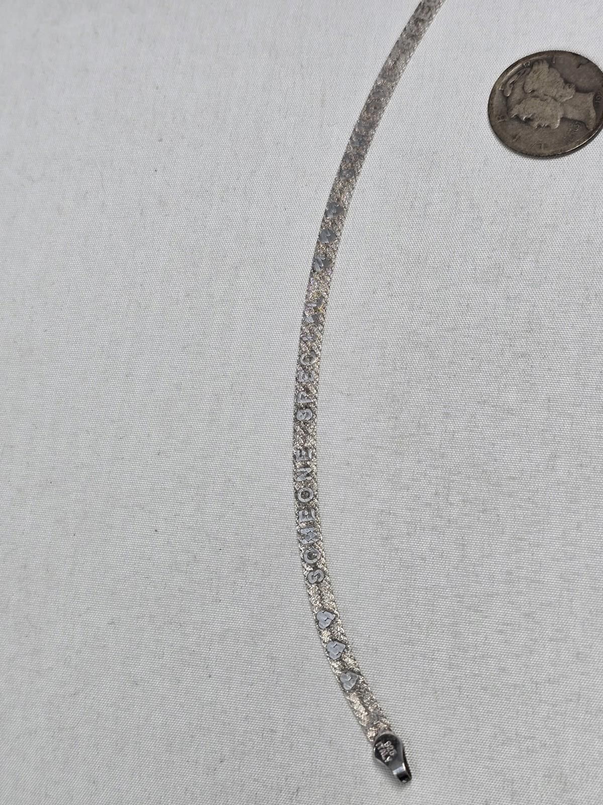 The Unbranded Brand Sterling Silver Herringbone Bracelet Engraved Hearts 7in Size ONE SIZE - 4 Thumbnail
