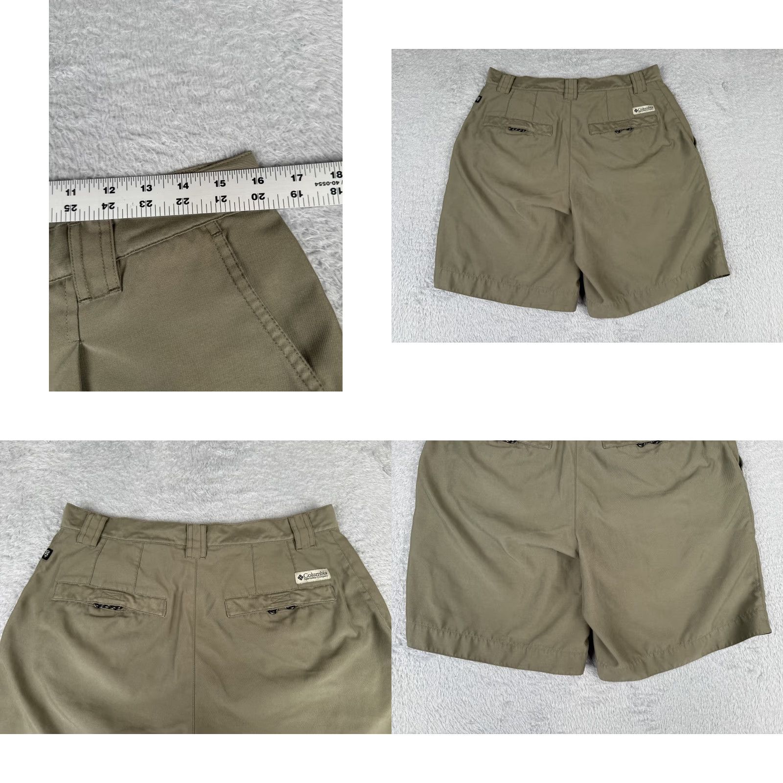 Vintage VINTAGE Columbia Shorts Mens 34 Green Pleated Bermuda 100% Polyester Bermuda 34x9 Cargo Pocket Easy Care Machine Washable Mens Shorts Green 34 Size US 34 / EU 50 - 9 Thumbnail