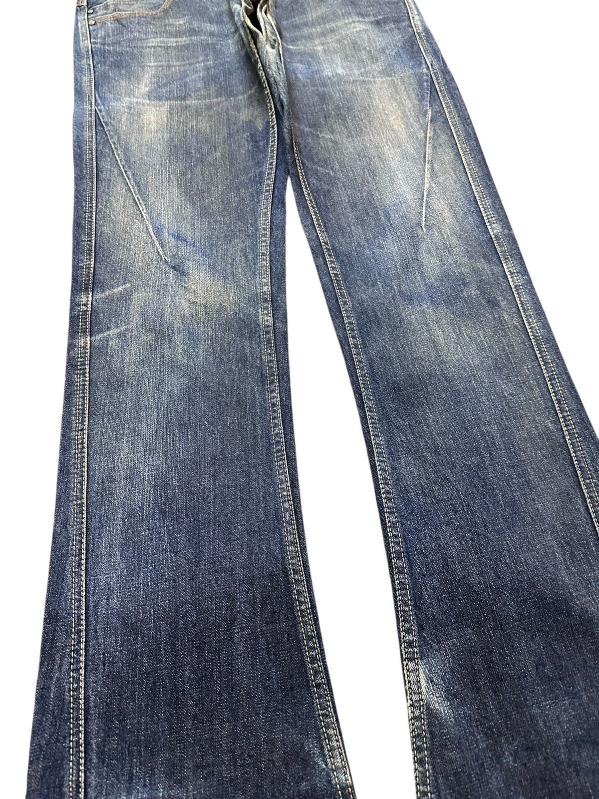 Japan Blue Vintage Blue Way Flare Mudwash Grunge Denim Size US 33 - 3 Thumbnail