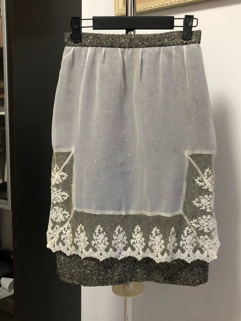 Comme des Garcons Comme Des Garcons size S Lace patchwork wool skirt Size 23" - 1 Thumbnail