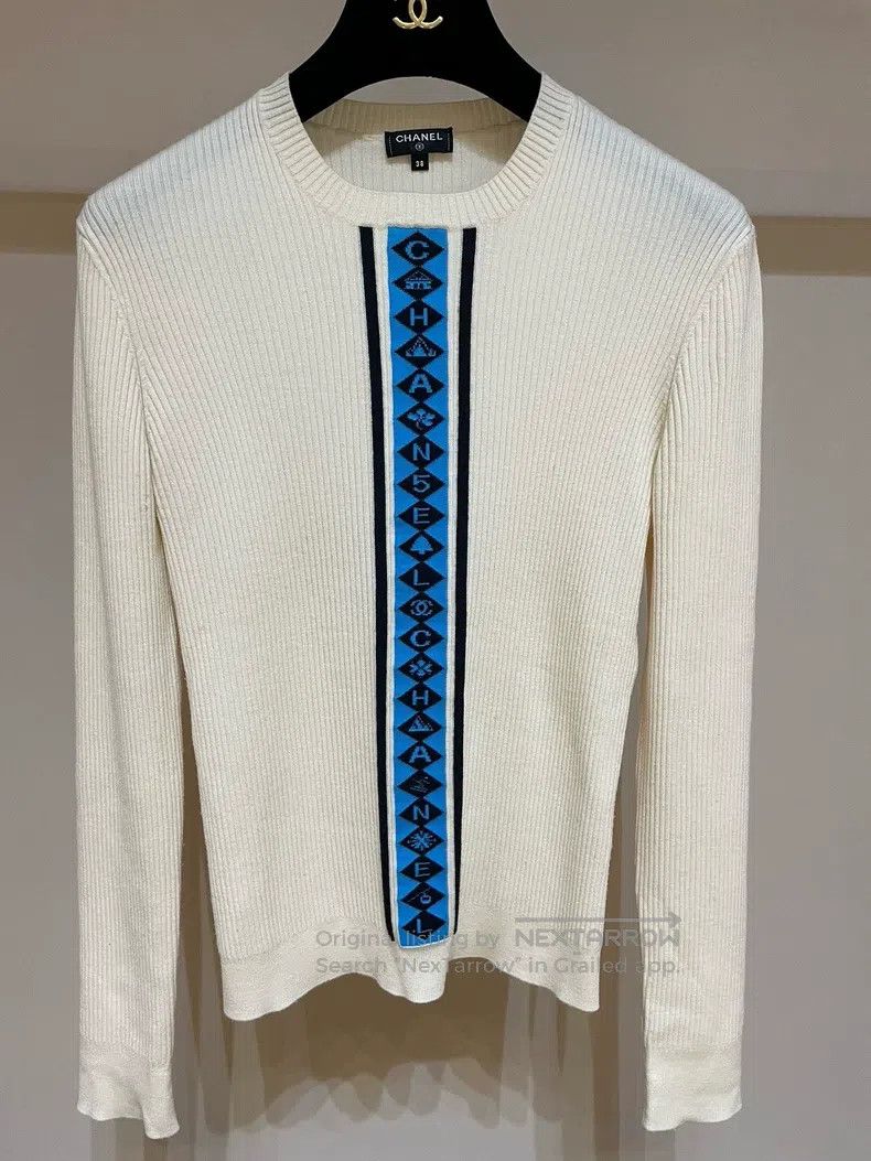 Chanel Chanel Ski series letter blue striped knitted pullover Size XS / US 0-2 / IT 36-38 - 2 Thumbnail