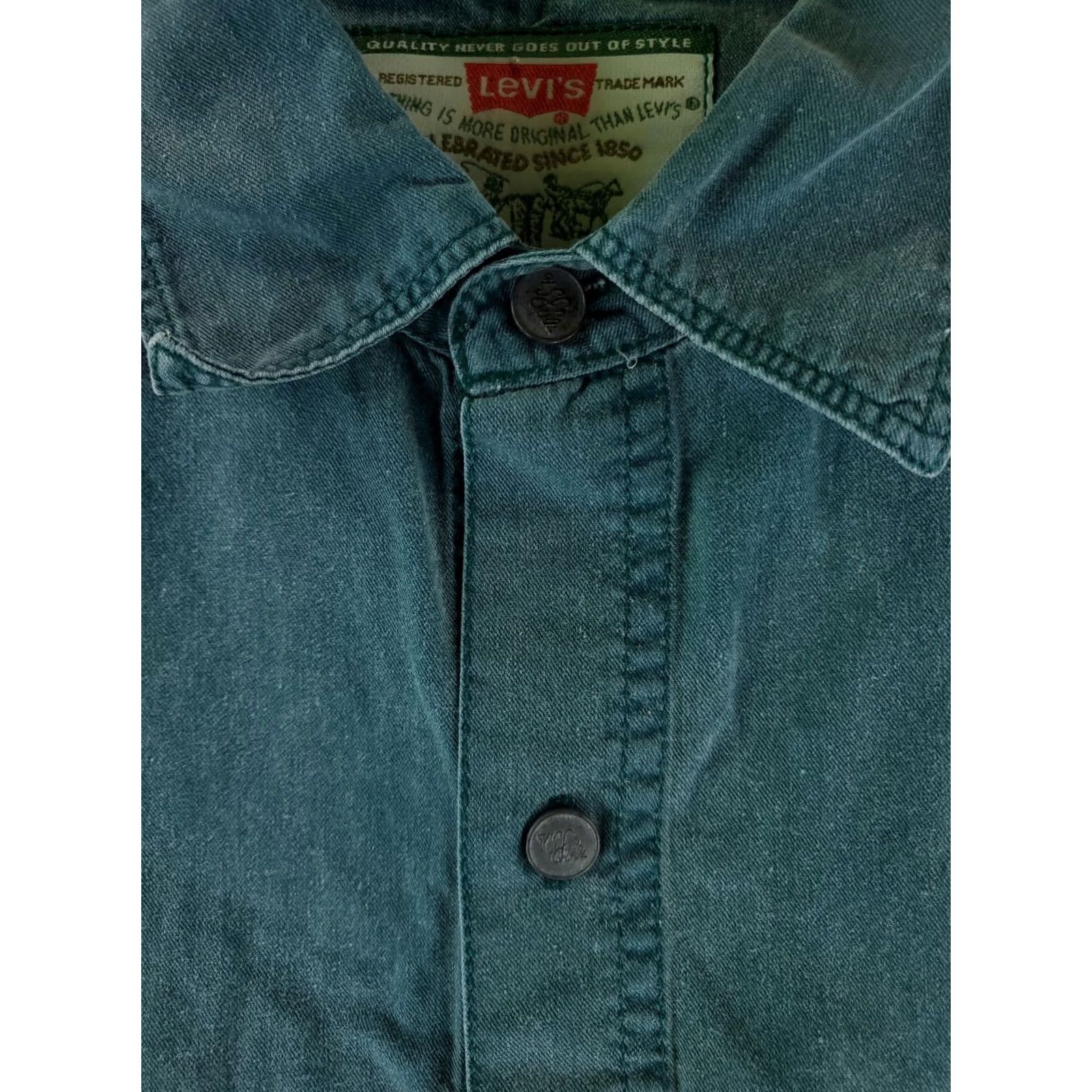 Levi's VINTAGE Levi's Shirt Denim Green 90s Button-Up Long Sleeve XL Mens Size US XL / EU 56 / 4 - 2 Thumbnail