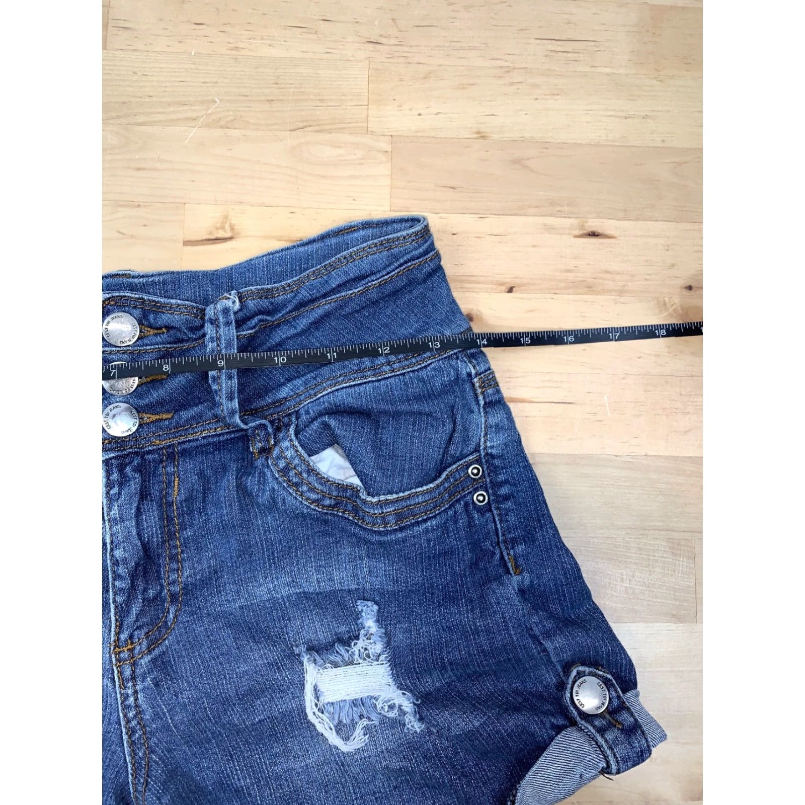 Denime C'est Toi Blue Denim Shorts Size M Casual Distress #3752 Size 32" / US 10 / IT 46 - 5 Thumbnail