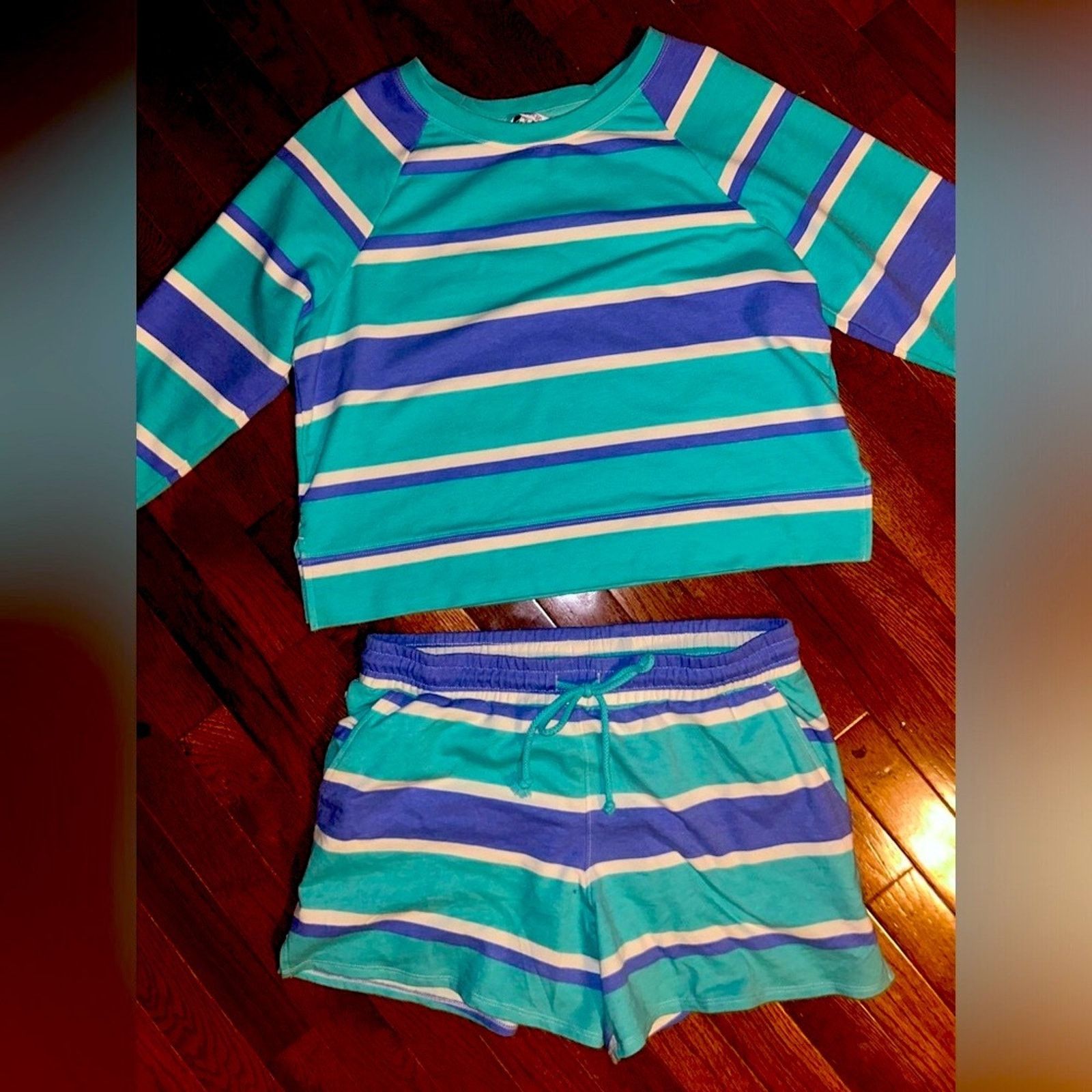 Wildfox NWOT Wildfox Blue and Green Striped Jogger Set $160 MSRP Size 30" / US 8 / IT 44 - 5 Thumbnail