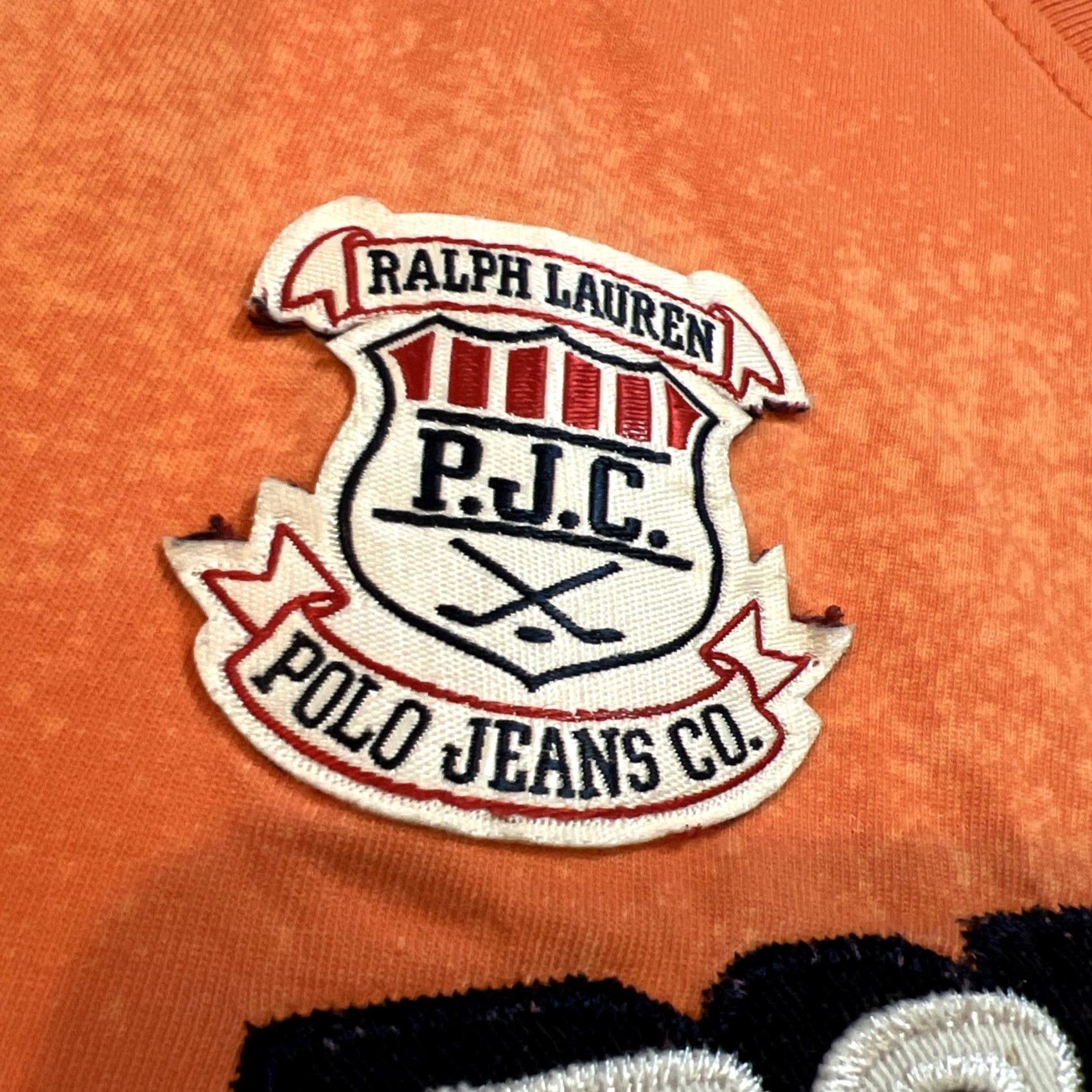 Ralph Lauren VINTAGE Ralph Lauren Polo Jeans Co Tee Mens Large Orange Embroidered 90s USA Shirt Size US L / EU 52-54 / 3 - 2 Thumbnail