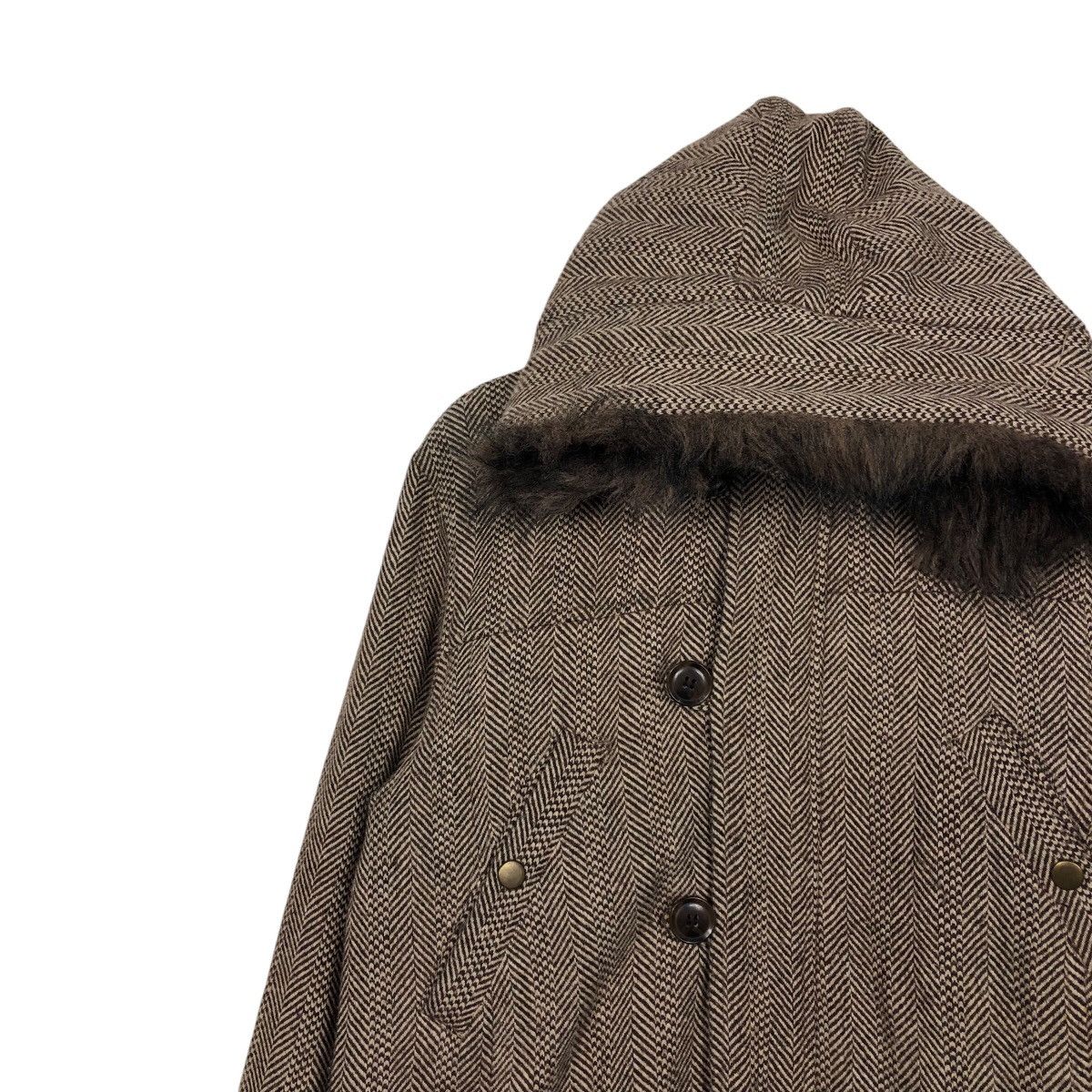 Japanese Brand 📌Vintage Wool Herringbone Fur Hoodie Jacket Size US M / EU 48-50 / 2 - 8 Thumbnail