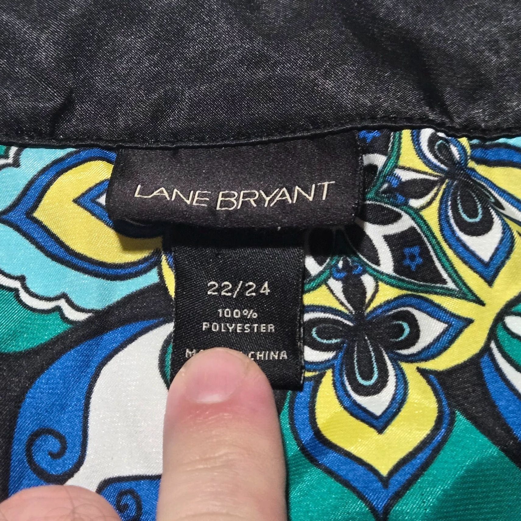 Vintage Lane Bryant Shirt Adult Women 22/24 Blue Floral Scoop Neck Short Sleeve Blouse FABRIC: Polyester Plus Size Casual Size 3XL / US 20-22 - 3 Thumbnail