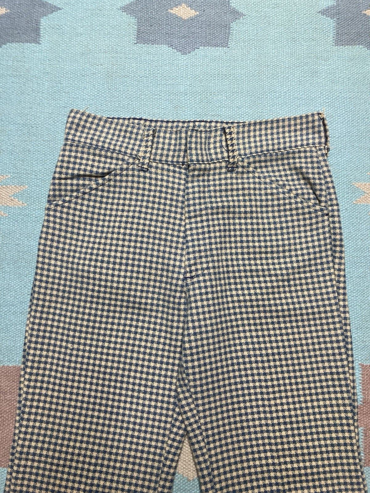 JCPenney × Vintage 70s bell bottom flare pants houndstooth checkered 18 28x28 Size 28" / US 6 / IT 42 - 3 Thumbnail