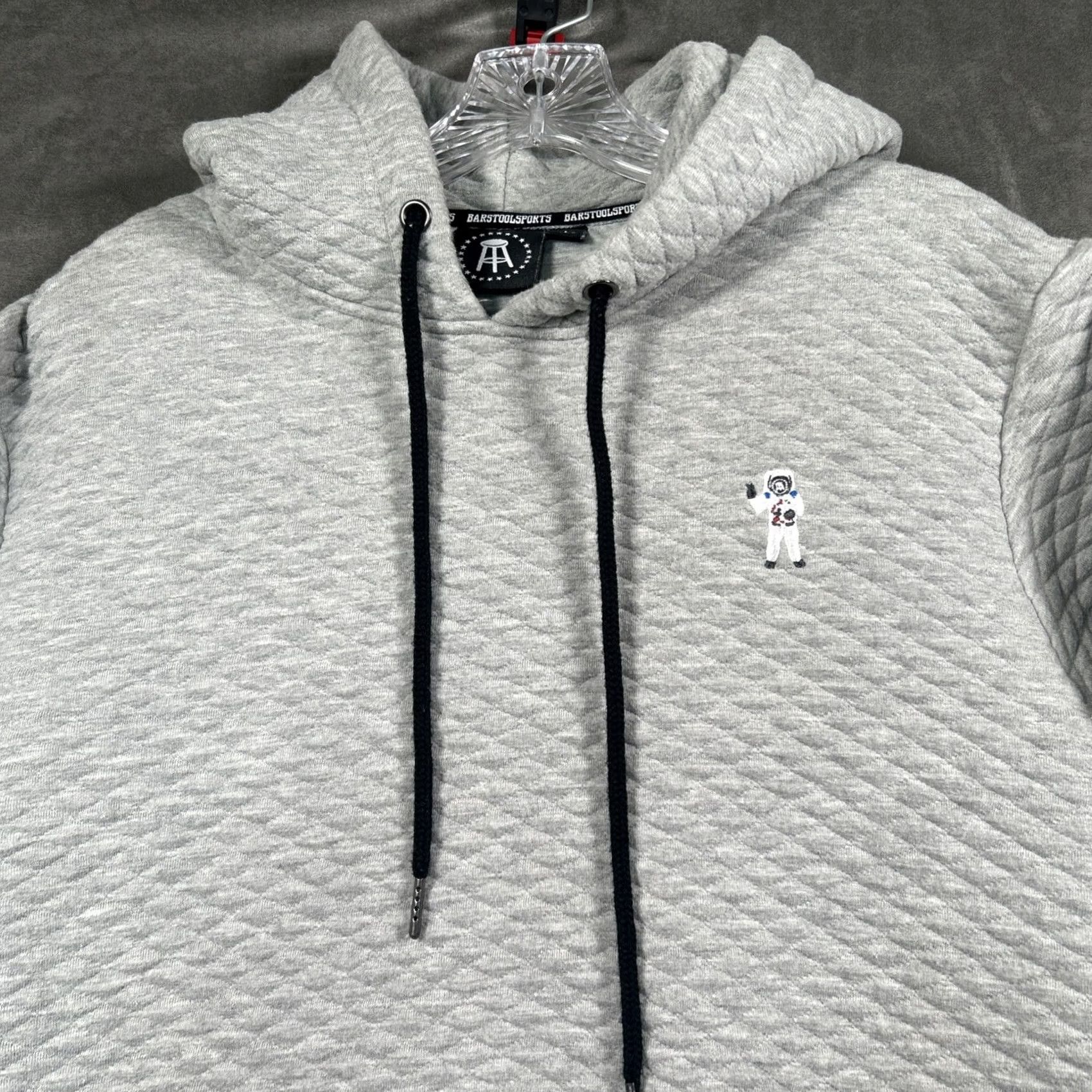 Vintage Barstool Sports Hoodie Mens L Gray Quilted Elbow Patches Pullover Spaceman Logo Size US L / EU 52-54 / 3 - 2 Thumbnail