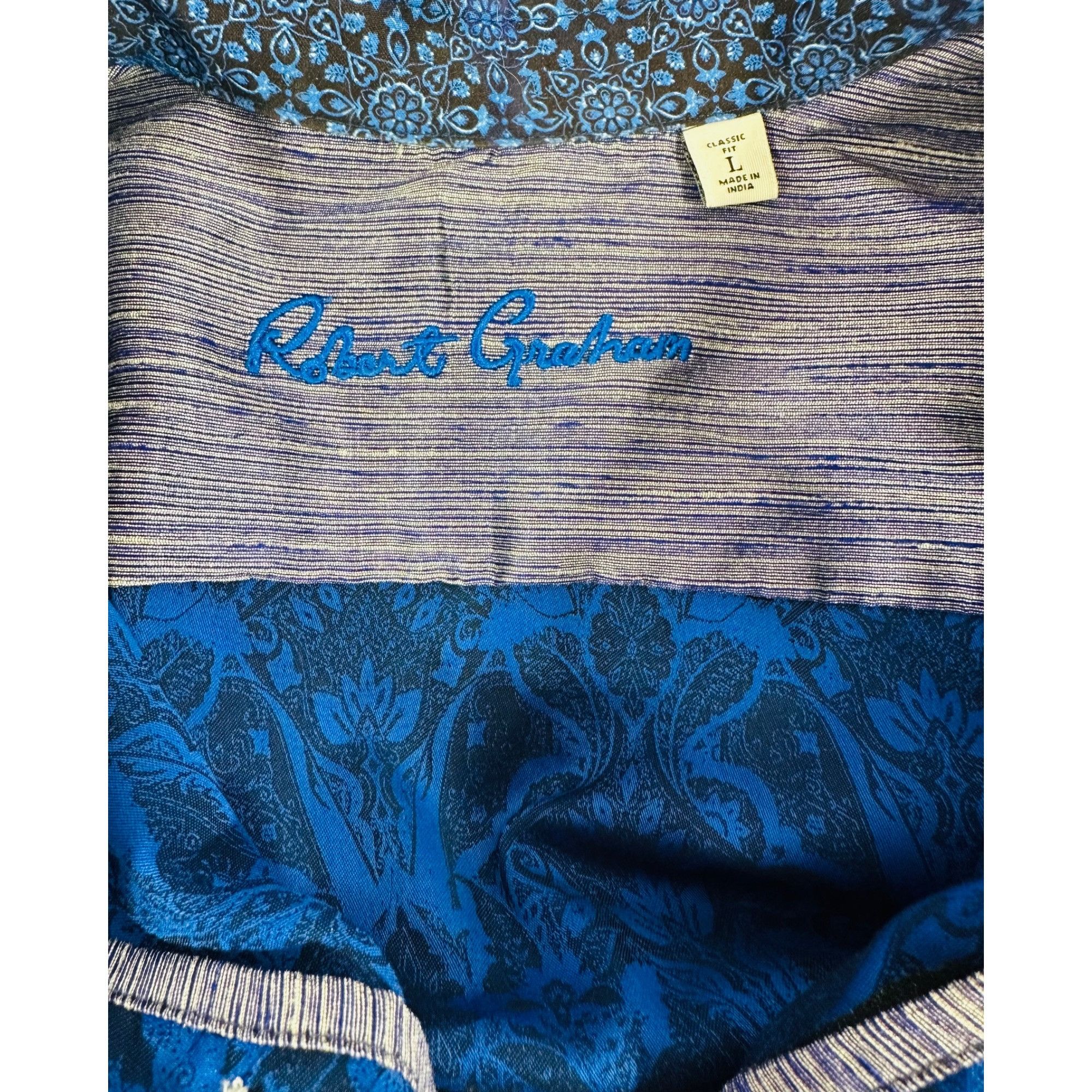Robert Graham Robert Graham Highland Stretch Mens Jacquard Bright Blue Lon Size US L / EU 52-54 / 3 - 4 Thumbnail