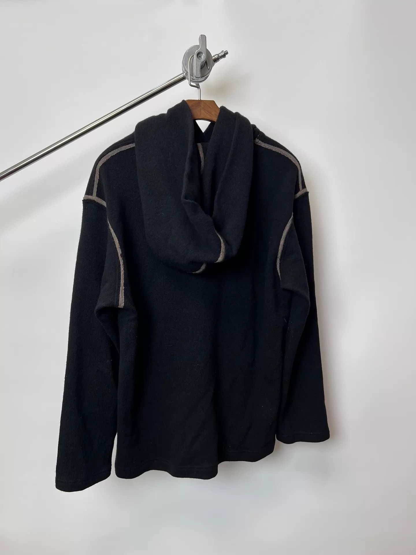 Yohji Yamamoto Yohji Yamamoto Wool Knit Color Blocked Hoodie White Size US L / EU 52-54 / 3 - 5 Thumbnail