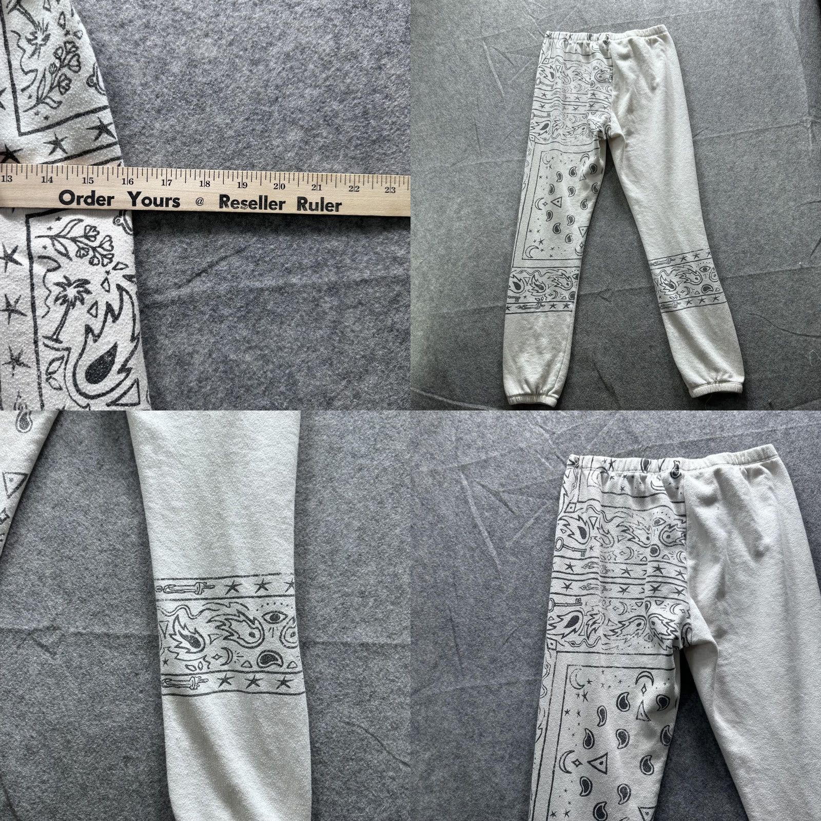 Wildfox Wildfox Pants Womens Small White Paisley Bandana Jogger Sweatpants Cuffed Lounge Size 28" / US 6 / IT 42 - 8 Thumbnail