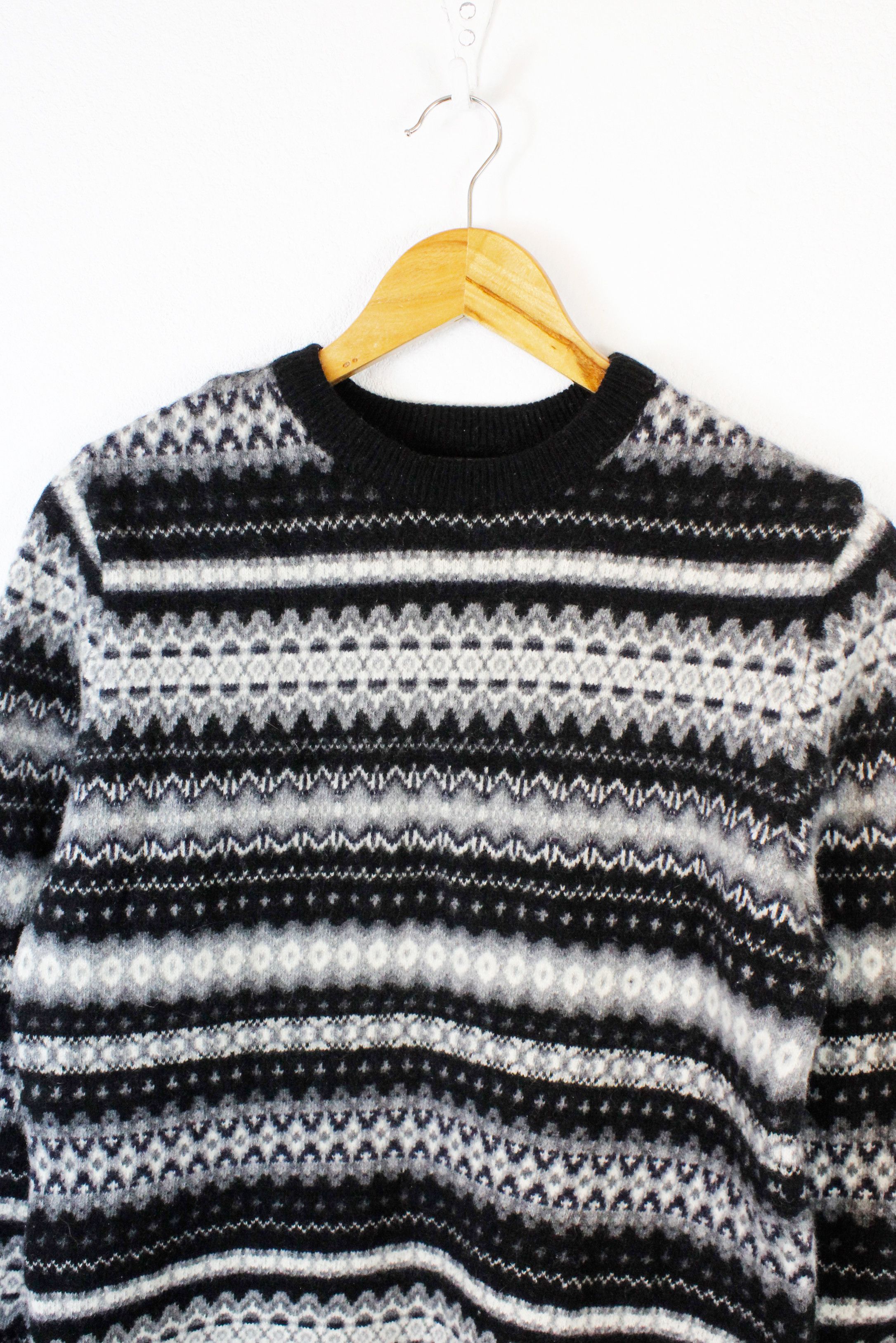 Barbour Barbour Case Fair Isle Crew Knit Black Wool Sweater Size US S / EU 44-46 / 1 - 2 Thumbnail